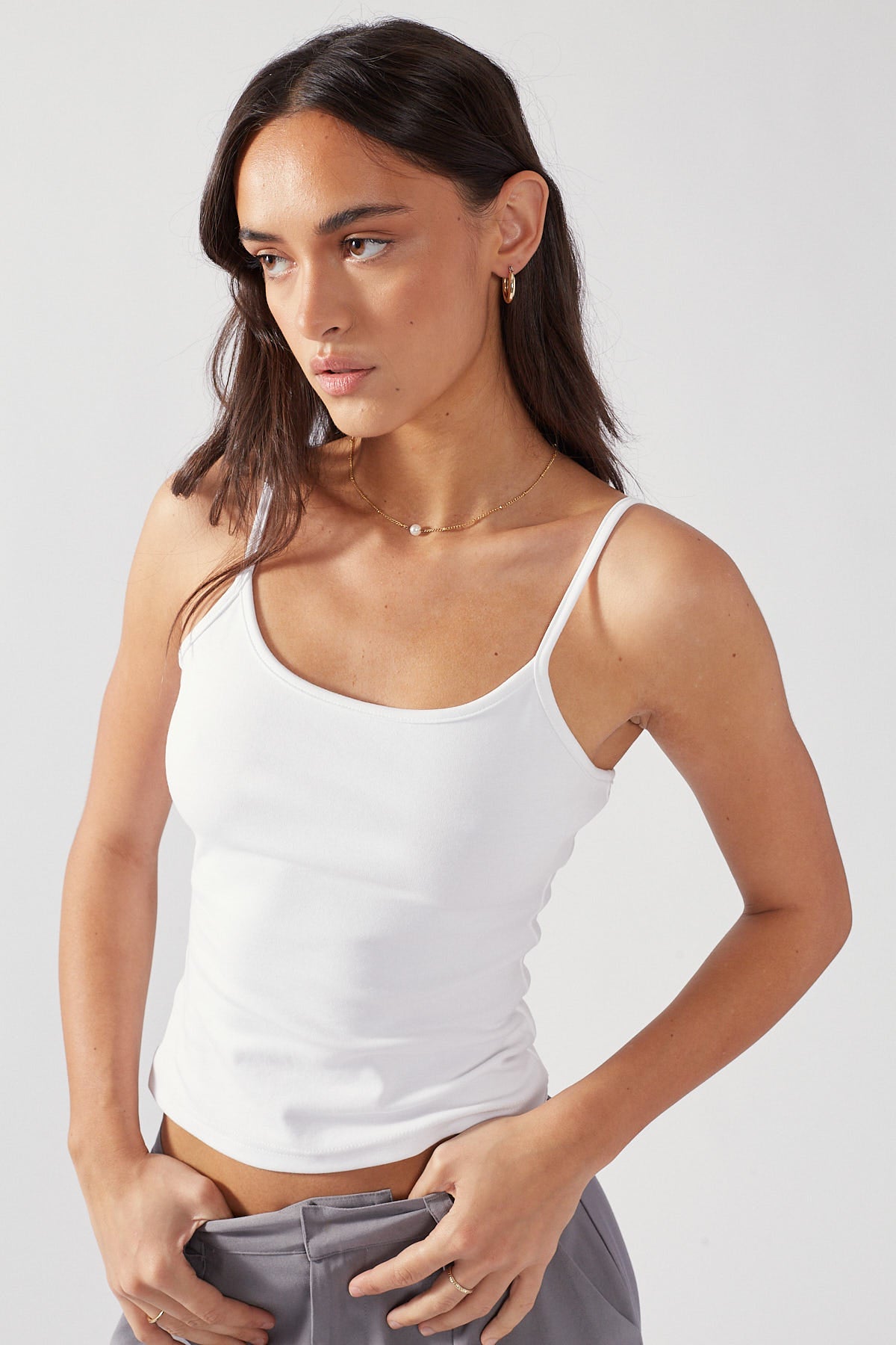 Perfect Stranger Slim Fit Longline Tank White