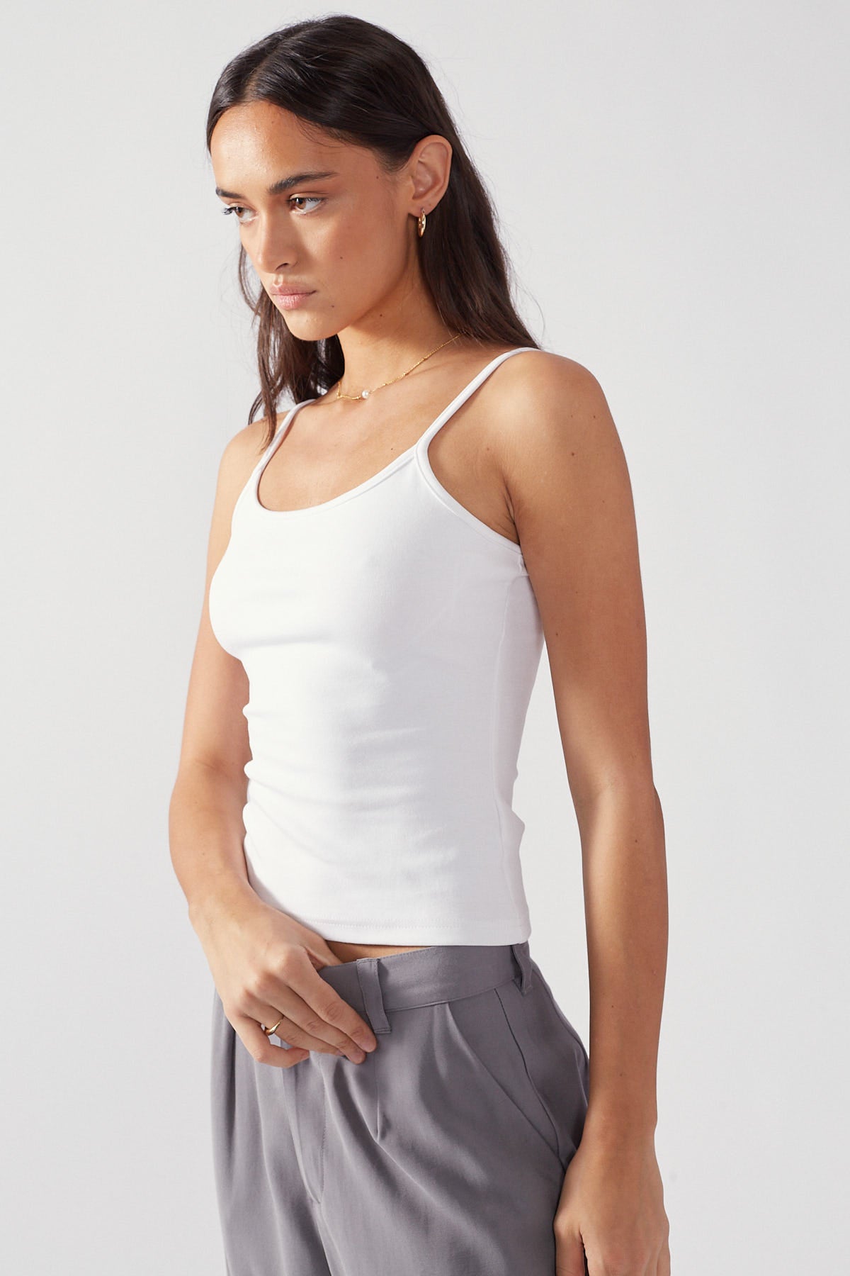 Perfect Stranger Slim Fit Longline Tank White