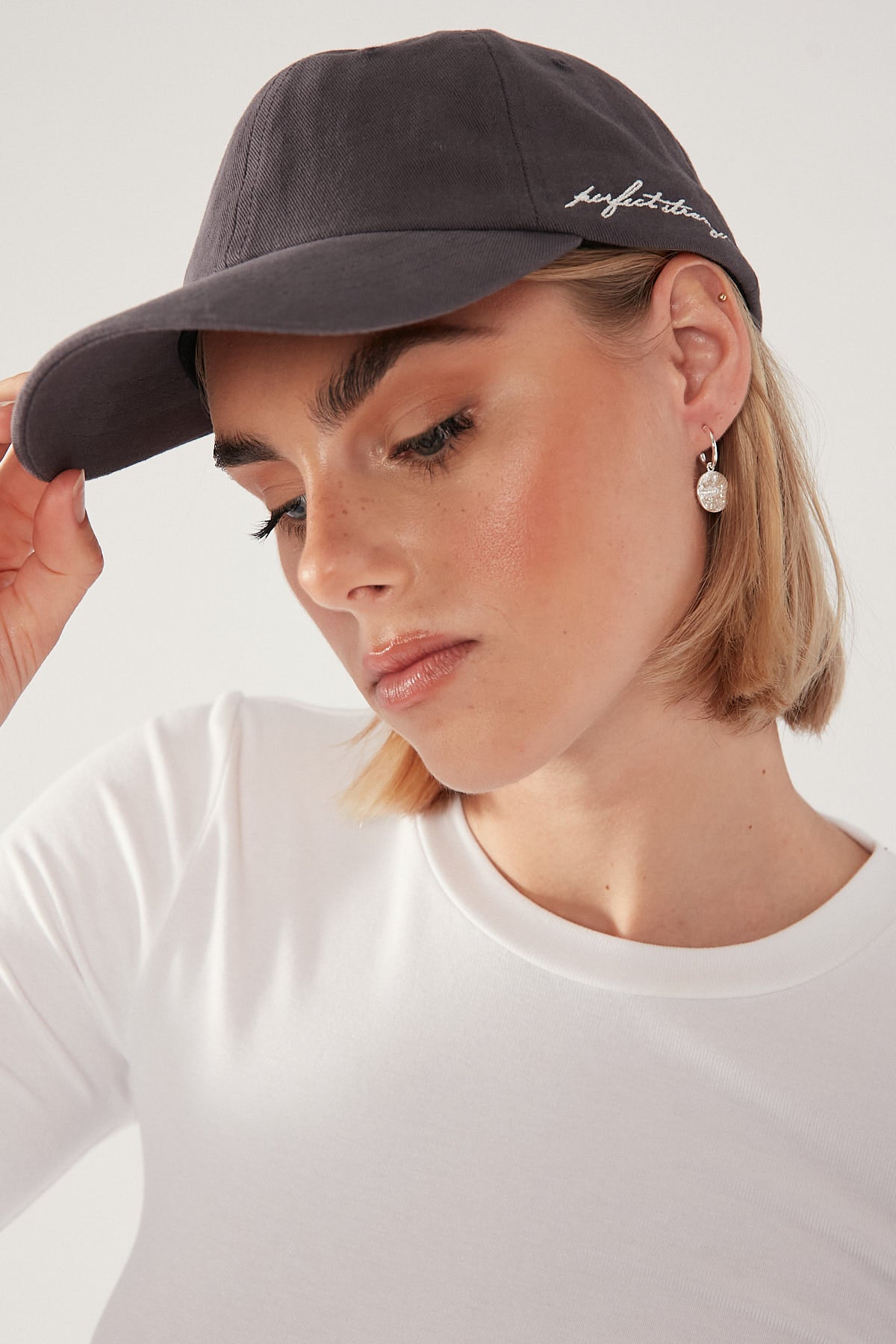 Perfect Stranger Blank Script Dad Cap Chacoal