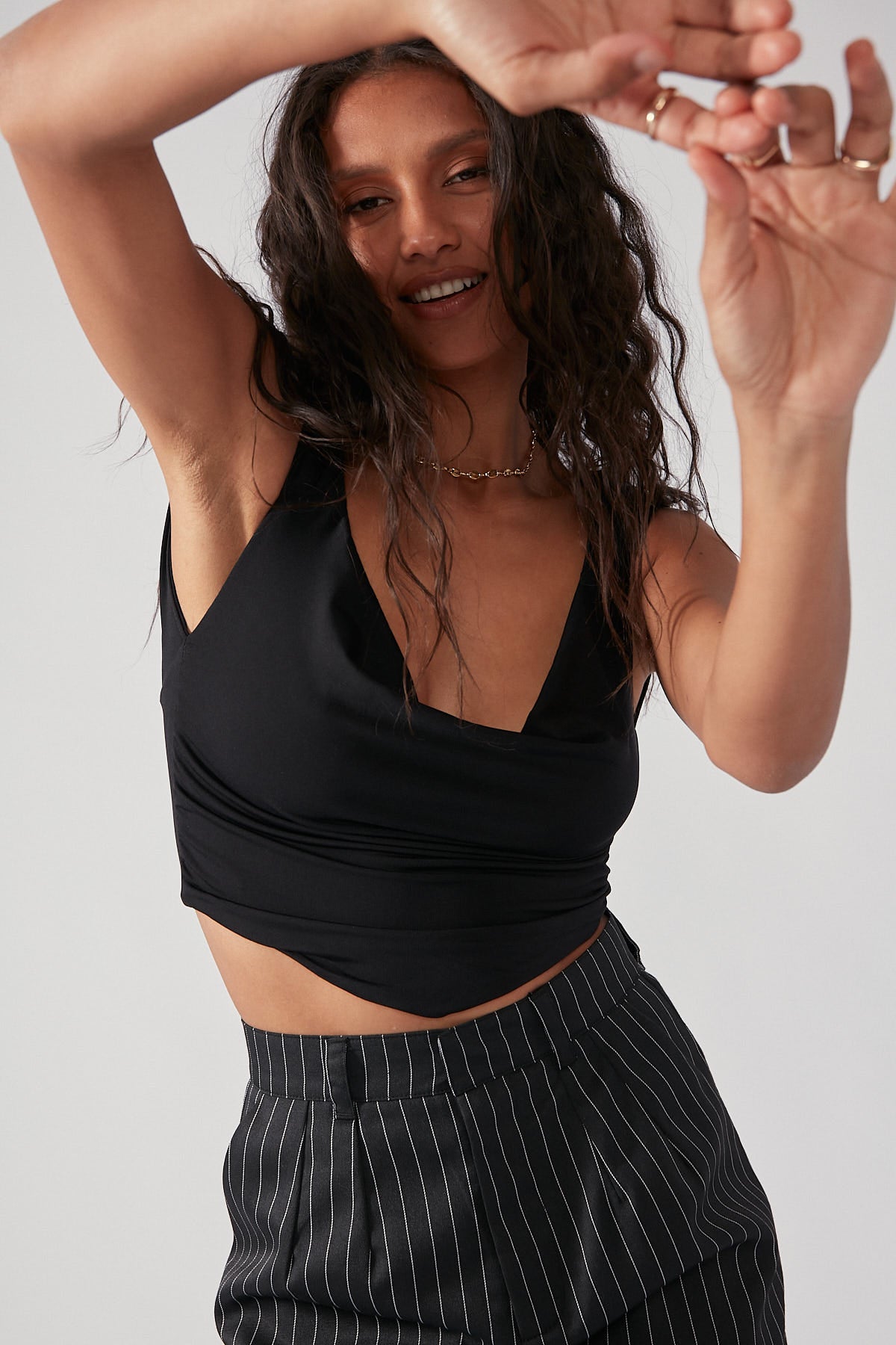 Perfect Stranger Aurelia Drape Front Top Black