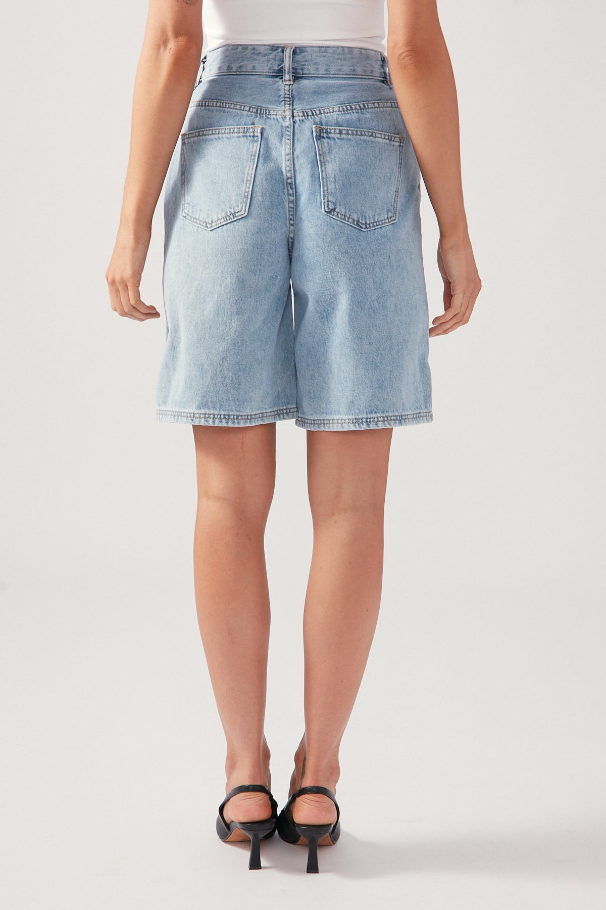 Perfect Stranger Maika Mid Rise Denim Jorts Washed Blue