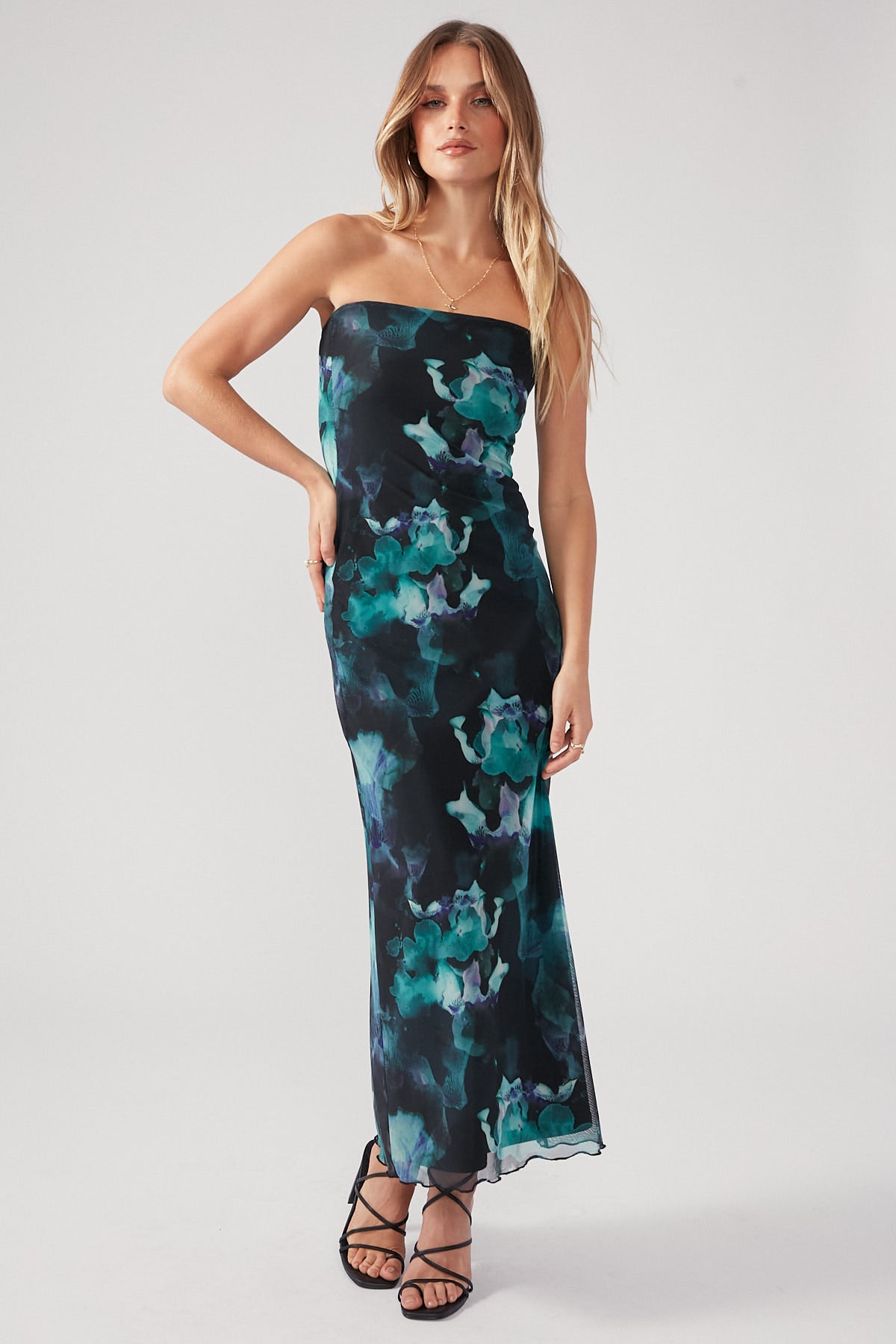 Perfect Stranger Iris Glass Strapless Maxi Dress Multi colour