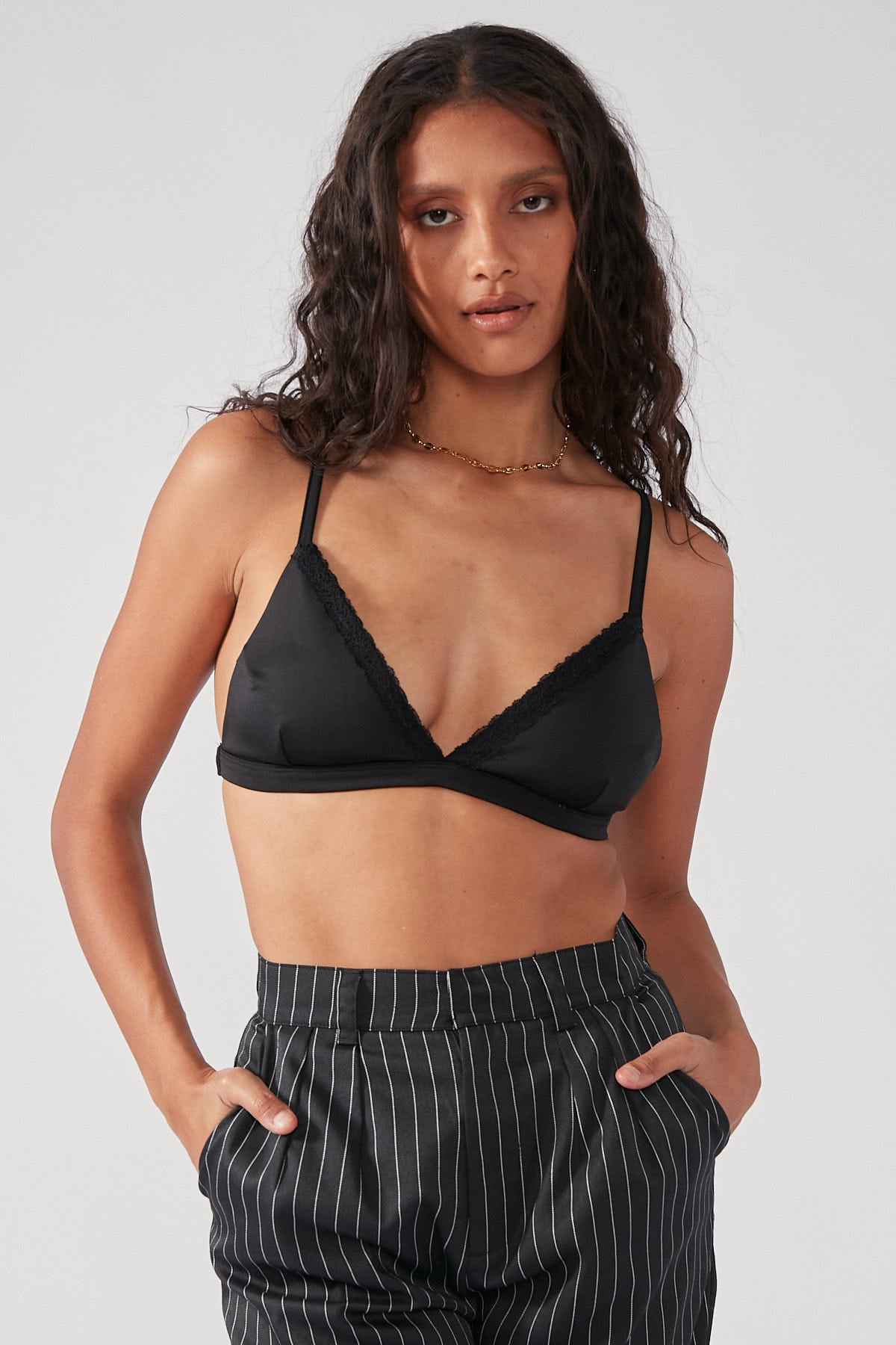 Perfect Stranger Franci Lace Trim Bralette Black