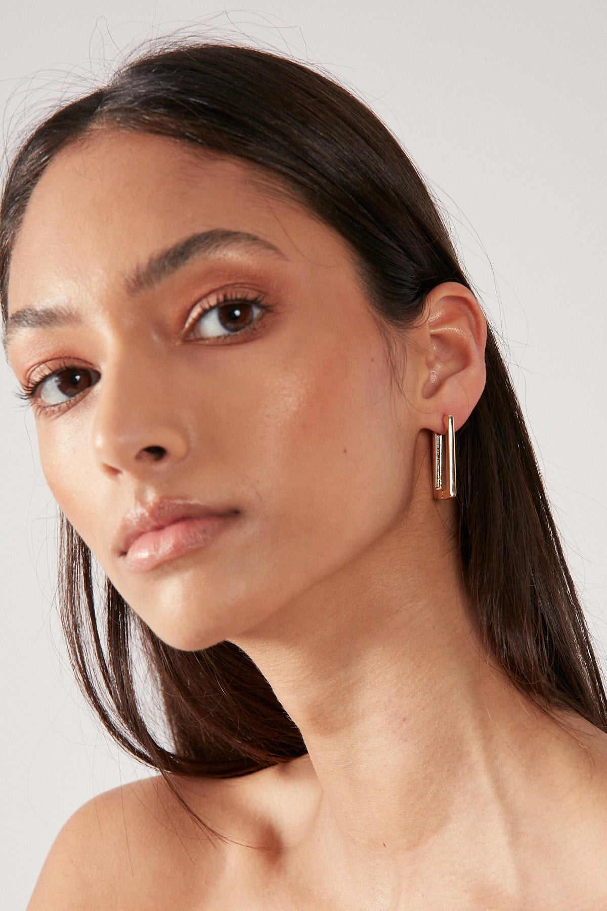 Perfect Stranger Boxy Hoop Plated Earring Gold Plated