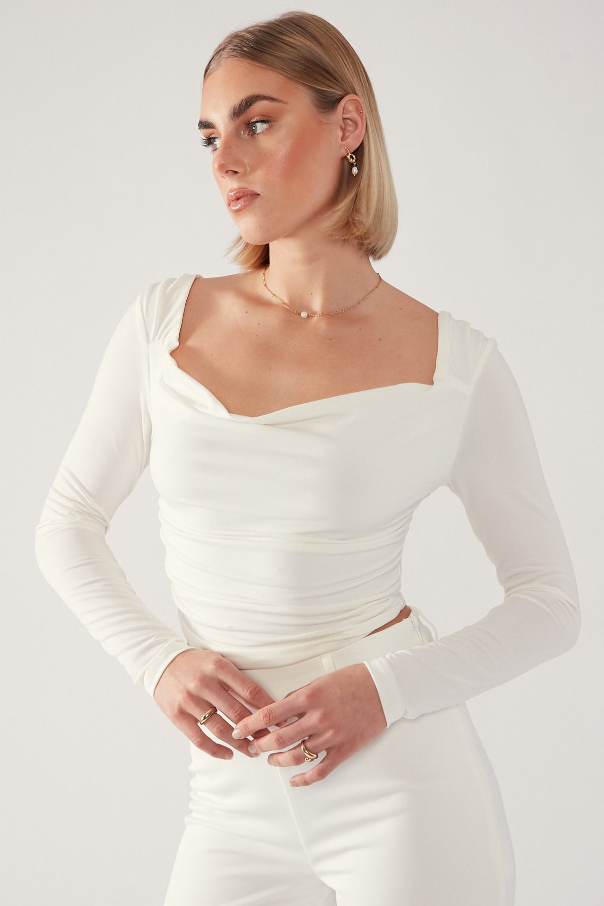 Perfect Stranger Aurelia Long Sleeve Top White