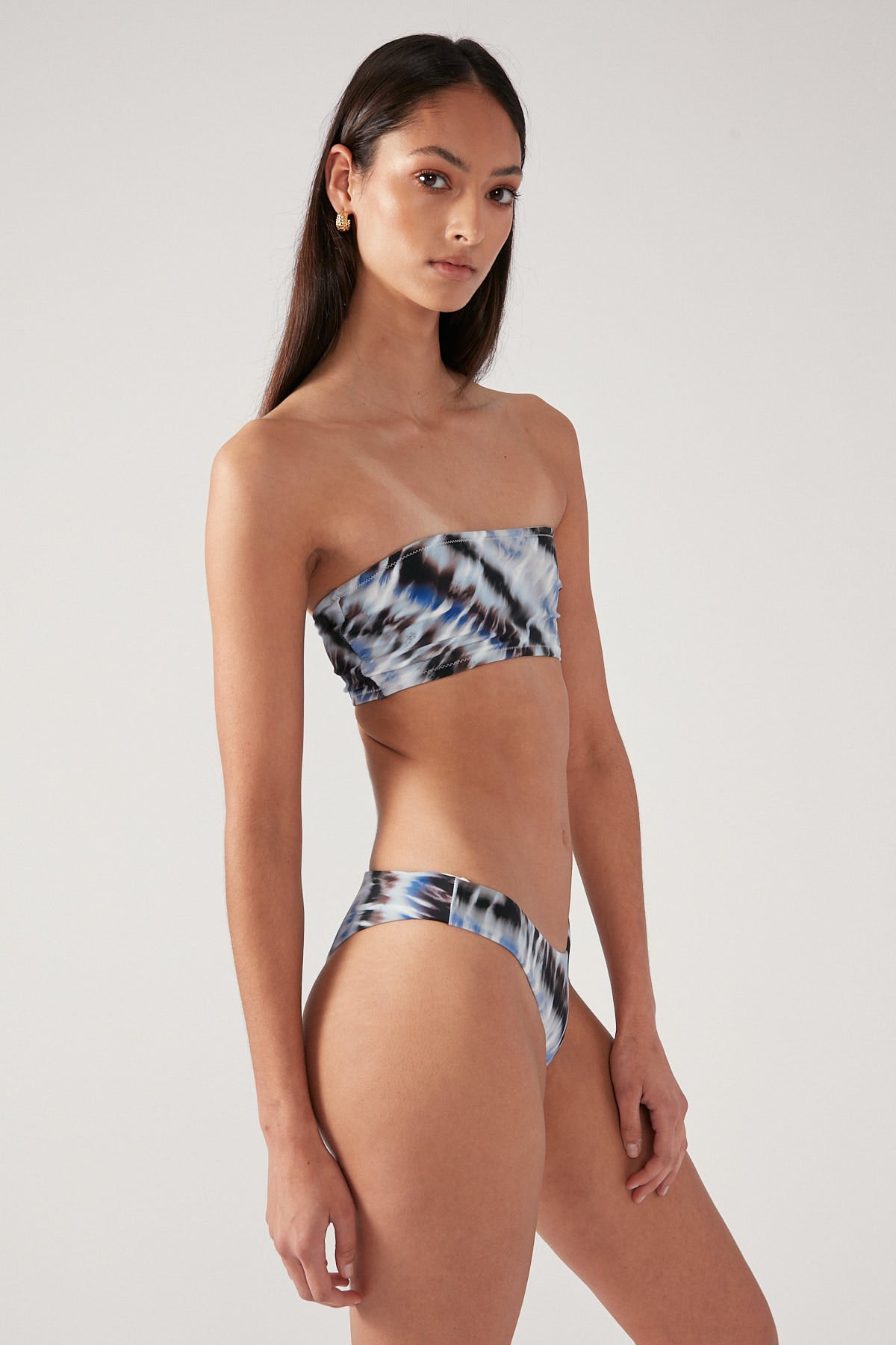 Perfect Stranger Moonlight Swell Bandeau Bikini Top Blue Print