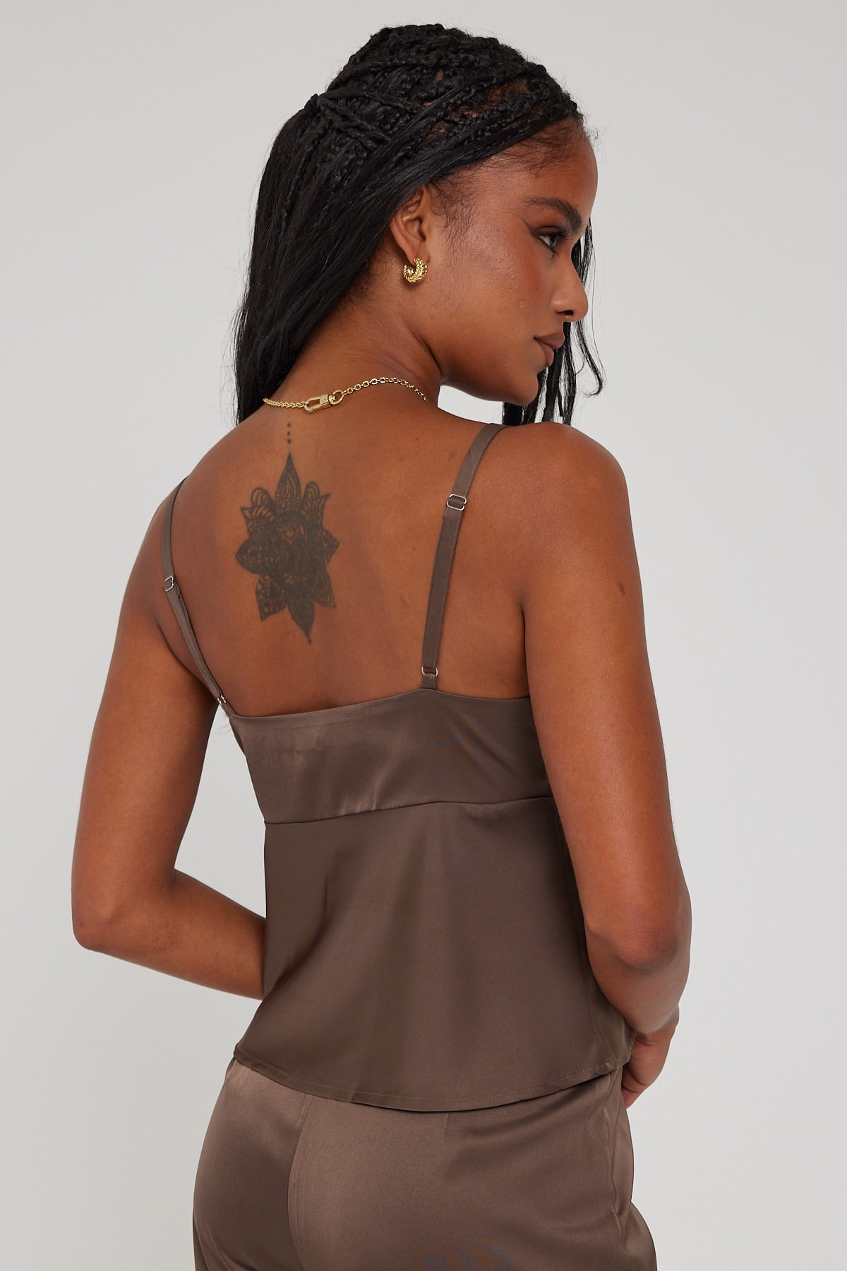 Perfect Stranger Wendy Open Front Cami Top Mushroom