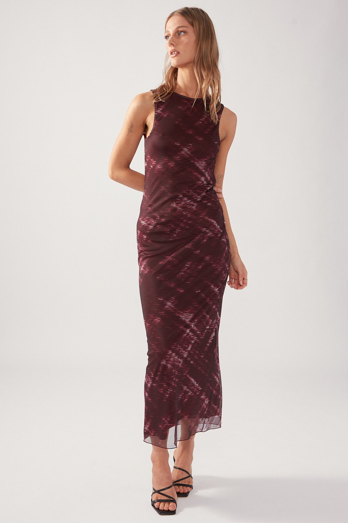 Perfect Stranger Wine Weave High Neck Maxi Dress Charcoal