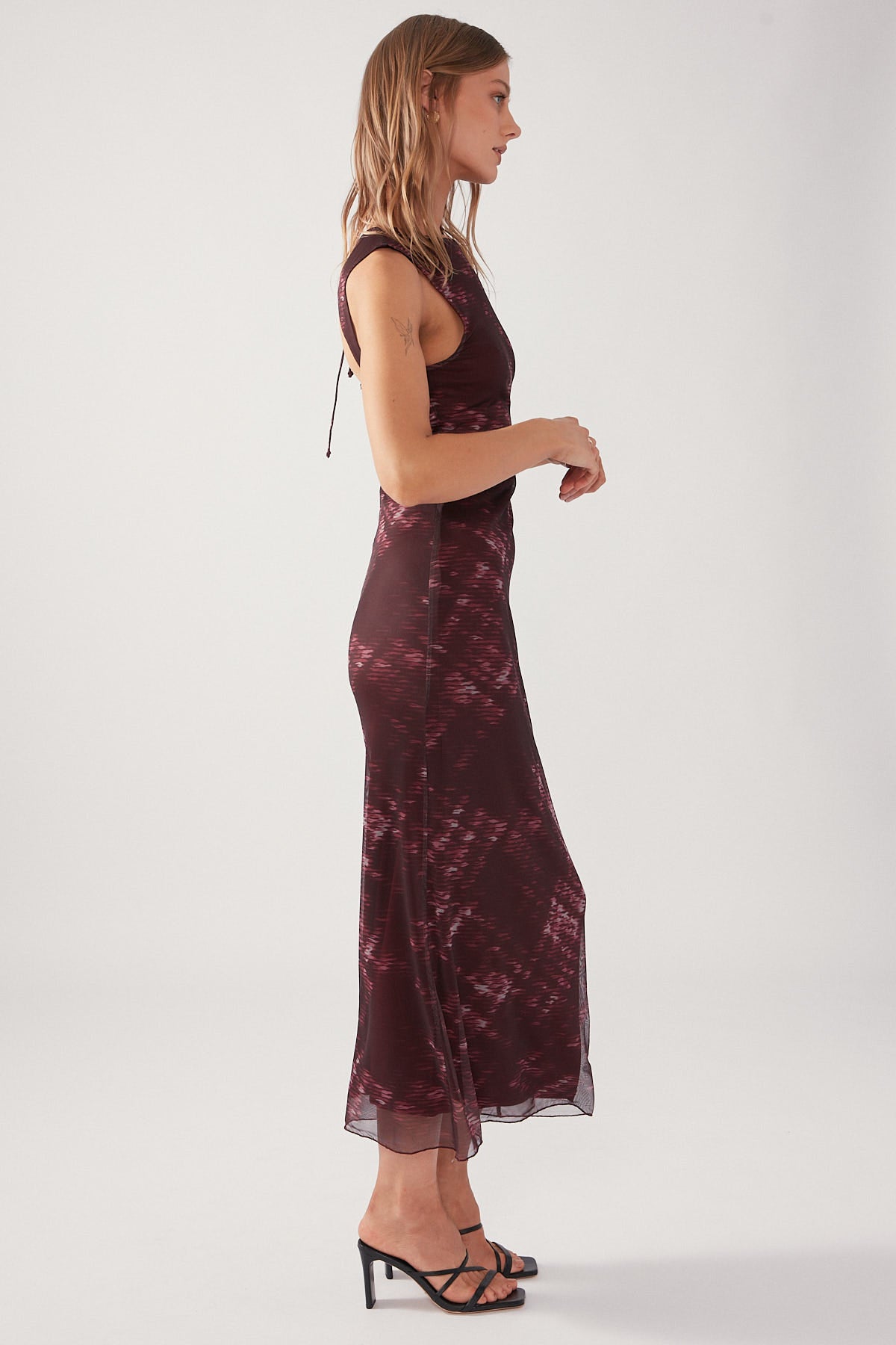 Perfect Stranger Wine Weave High Neck Maxi Dress Charcoal