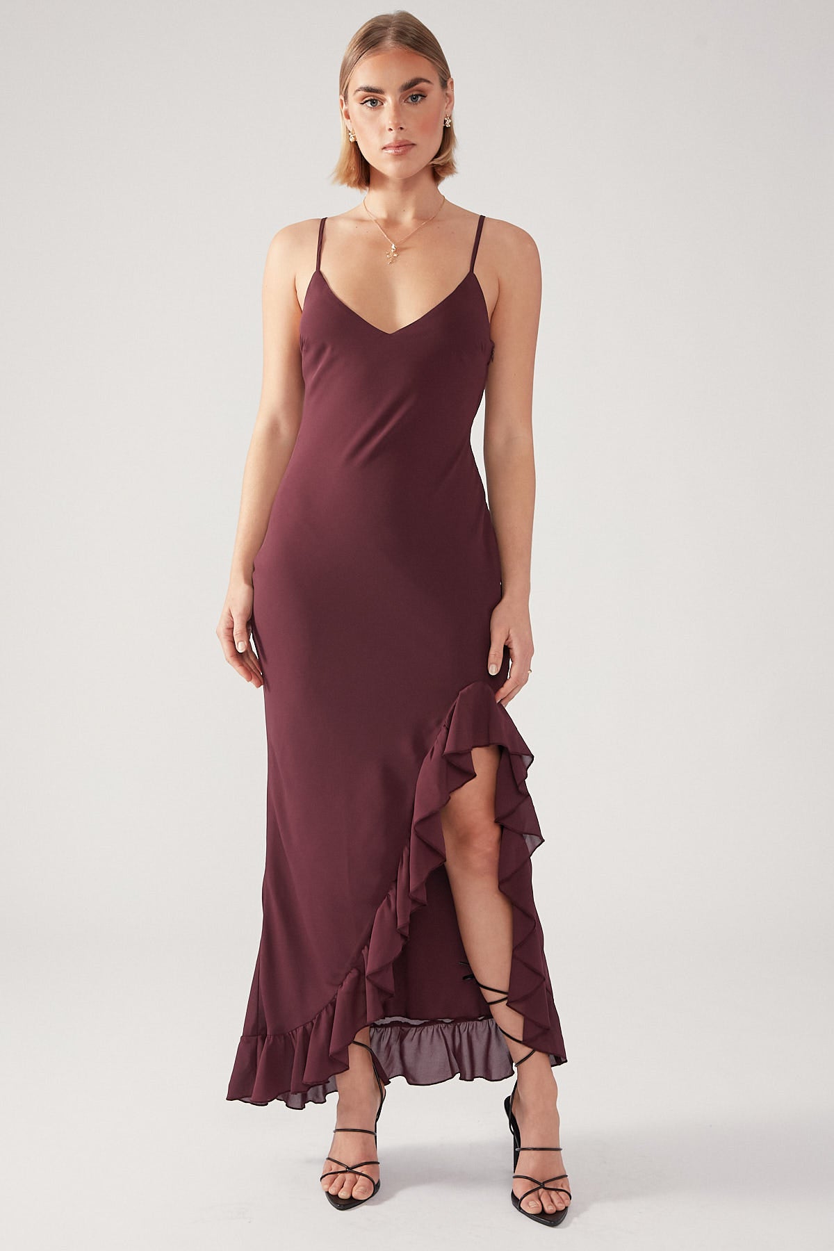 Perfect Stranger Dreamy Depths Midi Dress Burgundy