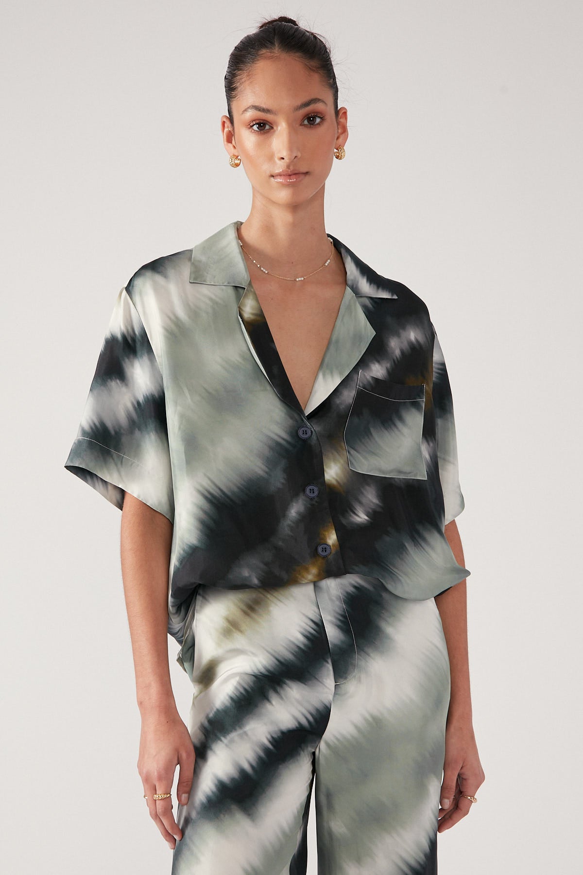 Perfect Stranger Coastline Skies Cupro Shirt Multi Colour