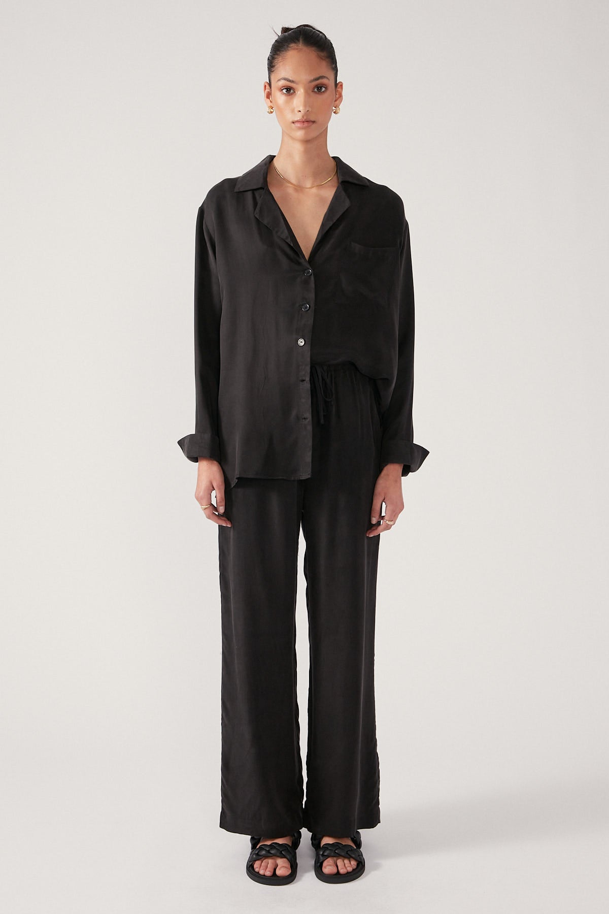 Perfect Stranger Calypso Long Sleeve Shirt Black