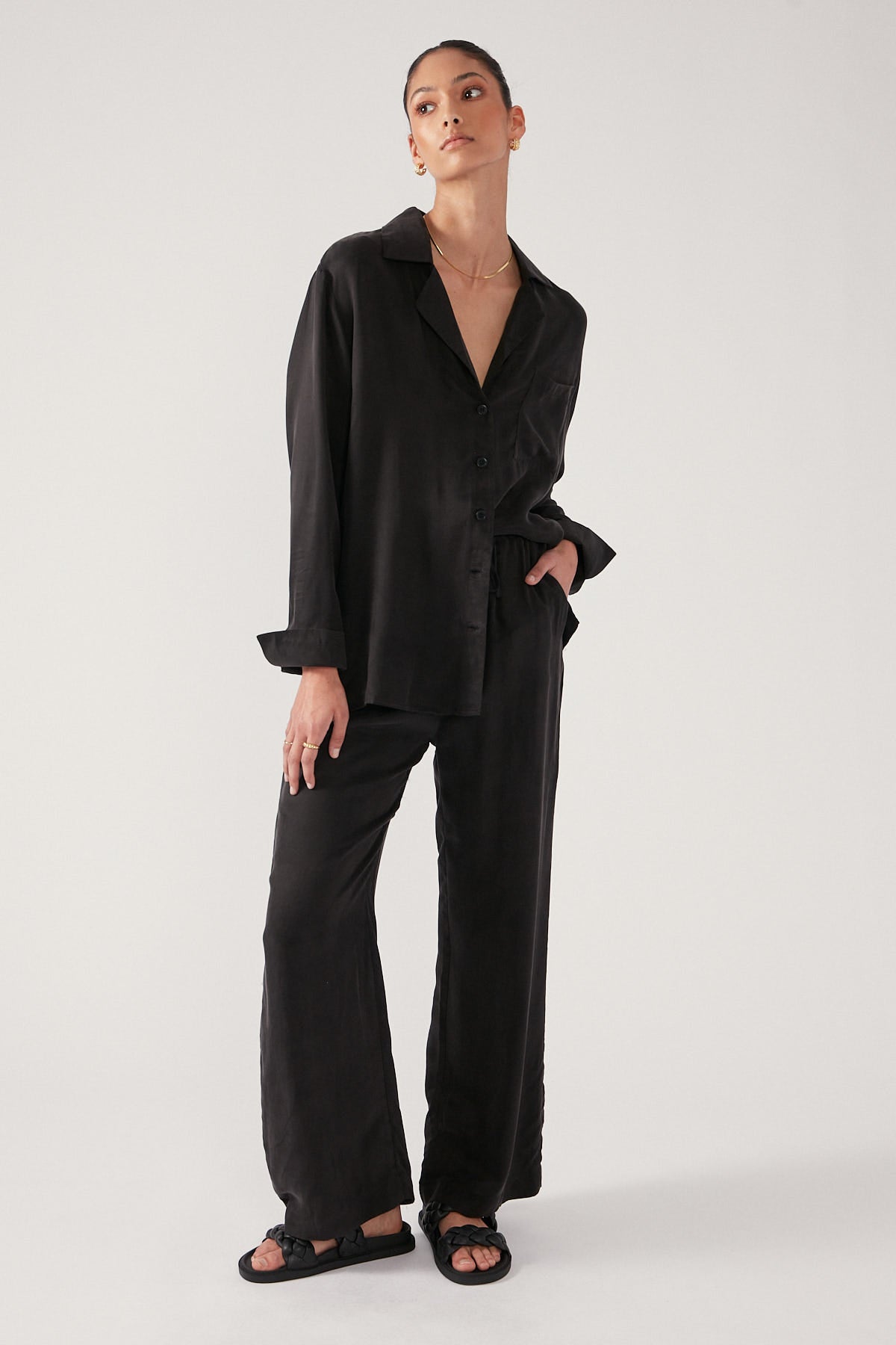 Perfect Stranger Calypso Long Sleeve Shirt Black