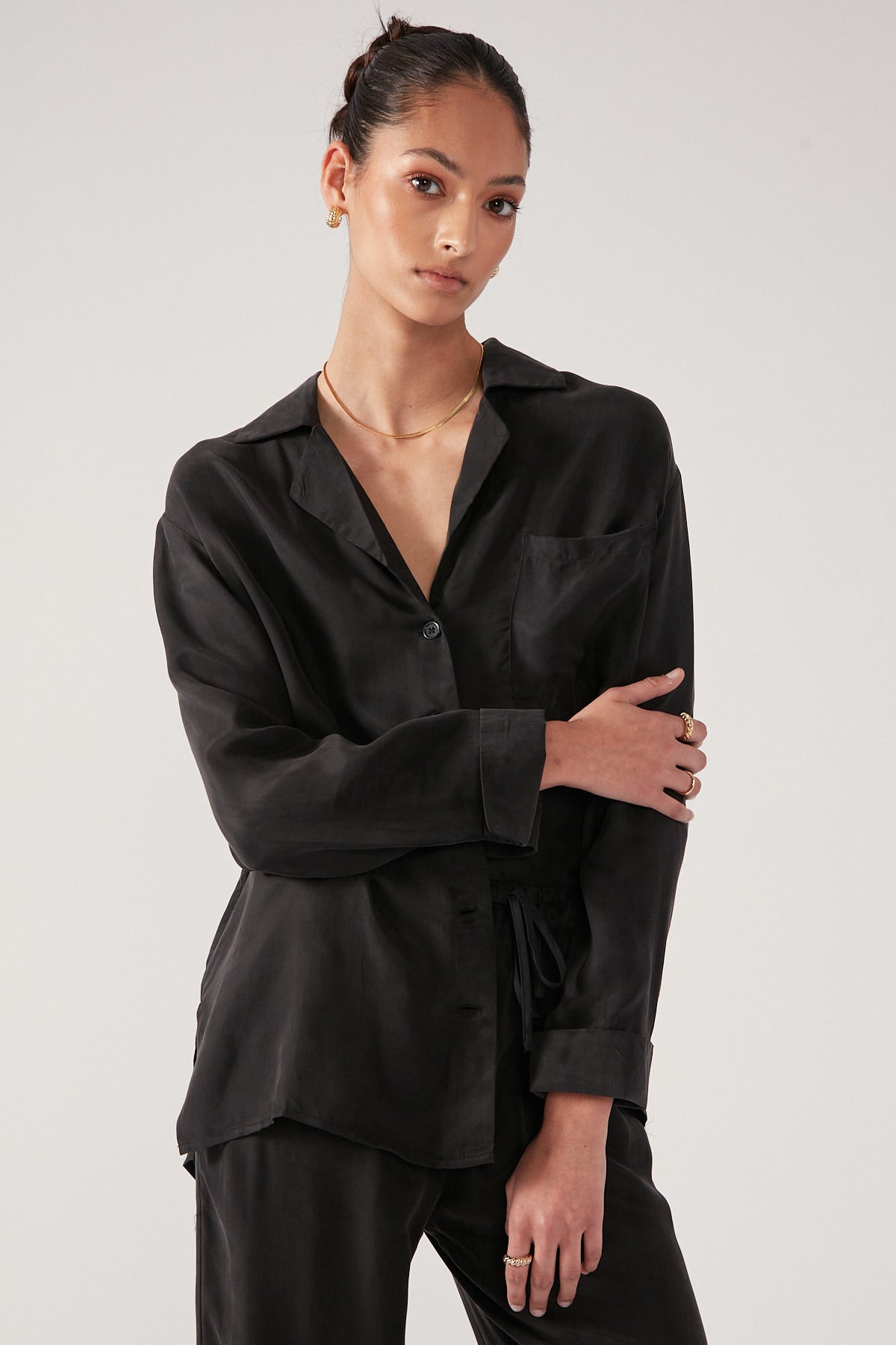Perfect Stranger Calypso Long Sleeve Shirt Black