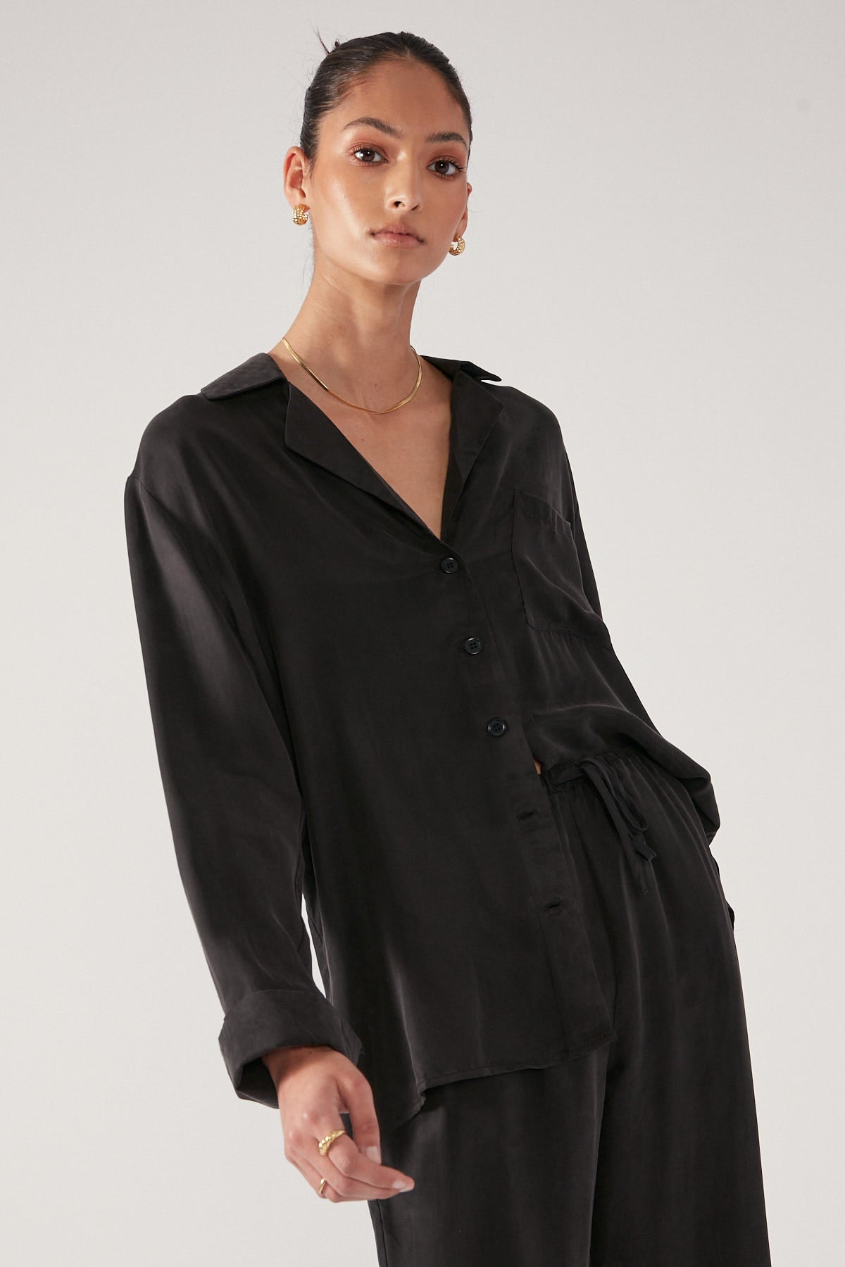 Perfect Stranger Calypso Long Sleeve Shirt Black