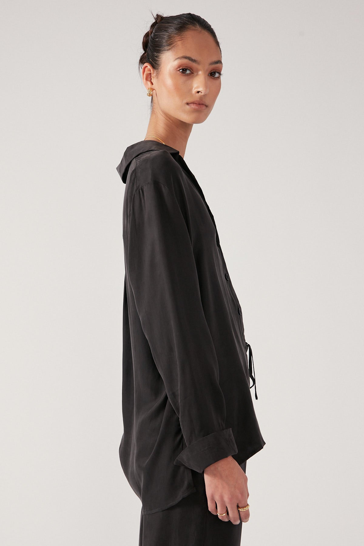 Perfect Stranger Calypso Long Sleeve Shirt Black
