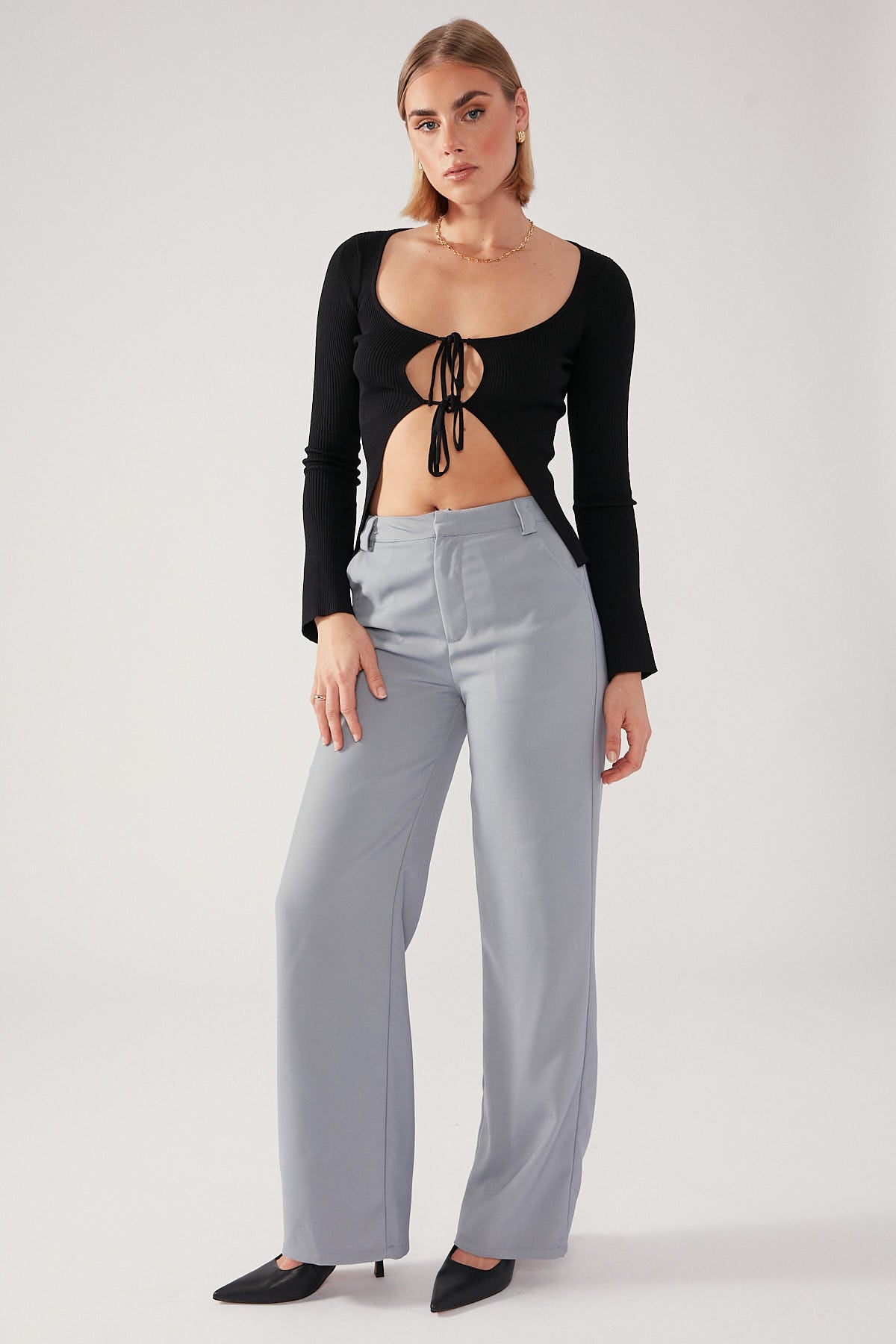 Perfect Stranger Faye High Rise Tailored Pant Slate Blue