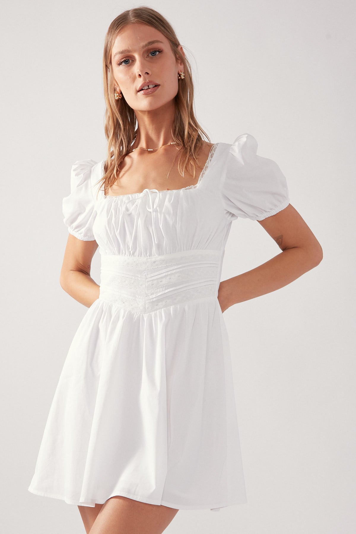 Perfect Stranger Whisper Lace Mini Dress White