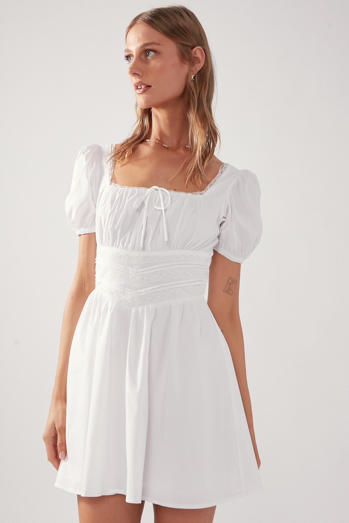 Perfect Stranger Whisper Lace Mini Dress White