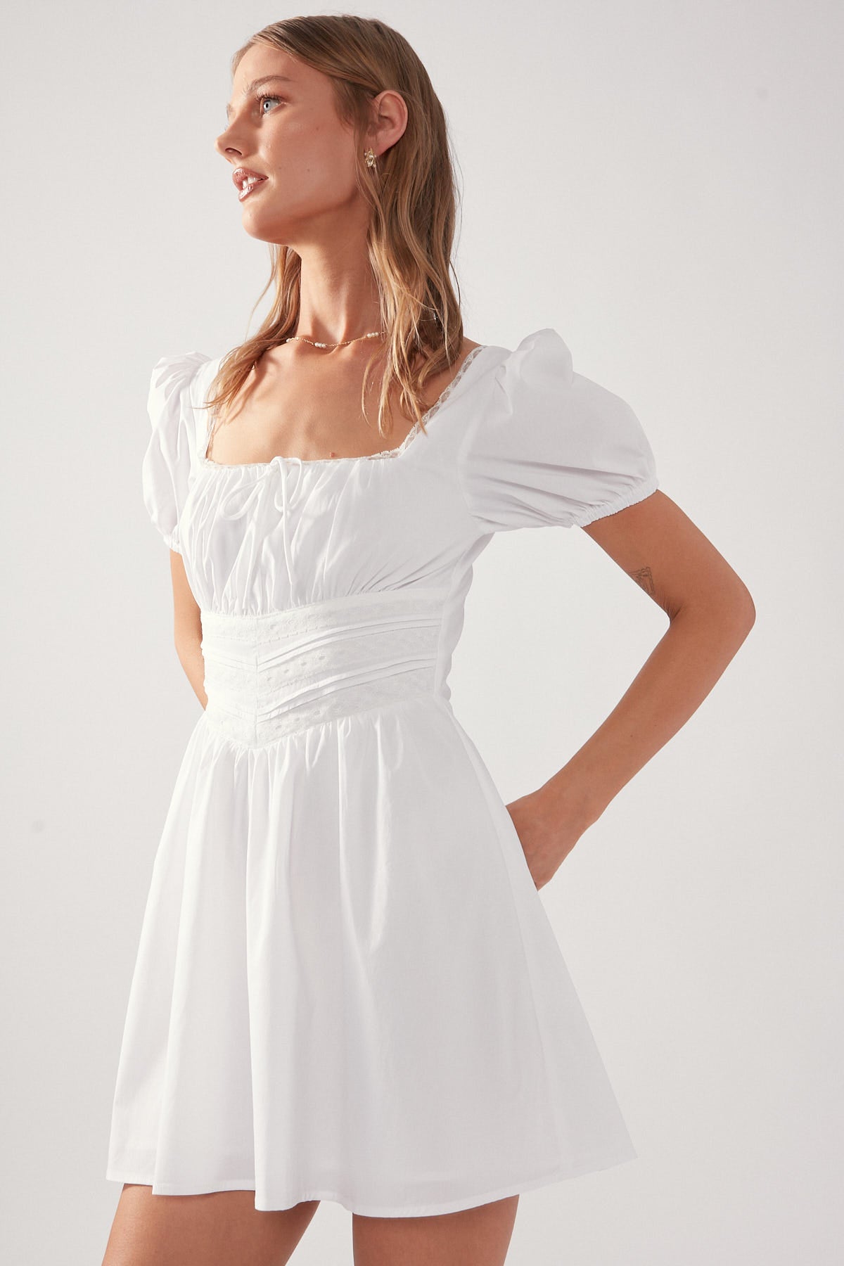 Perfect Stranger Whisper Lace Mini Dress White