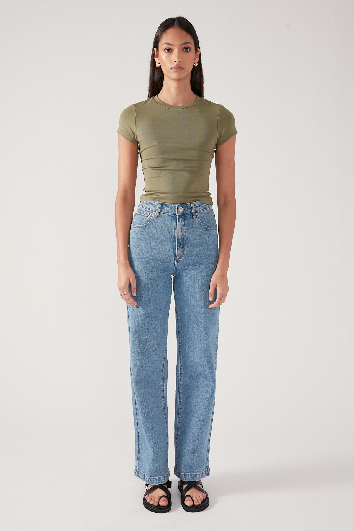 Perfect Stranger Cap Sleeve Tee Khaki