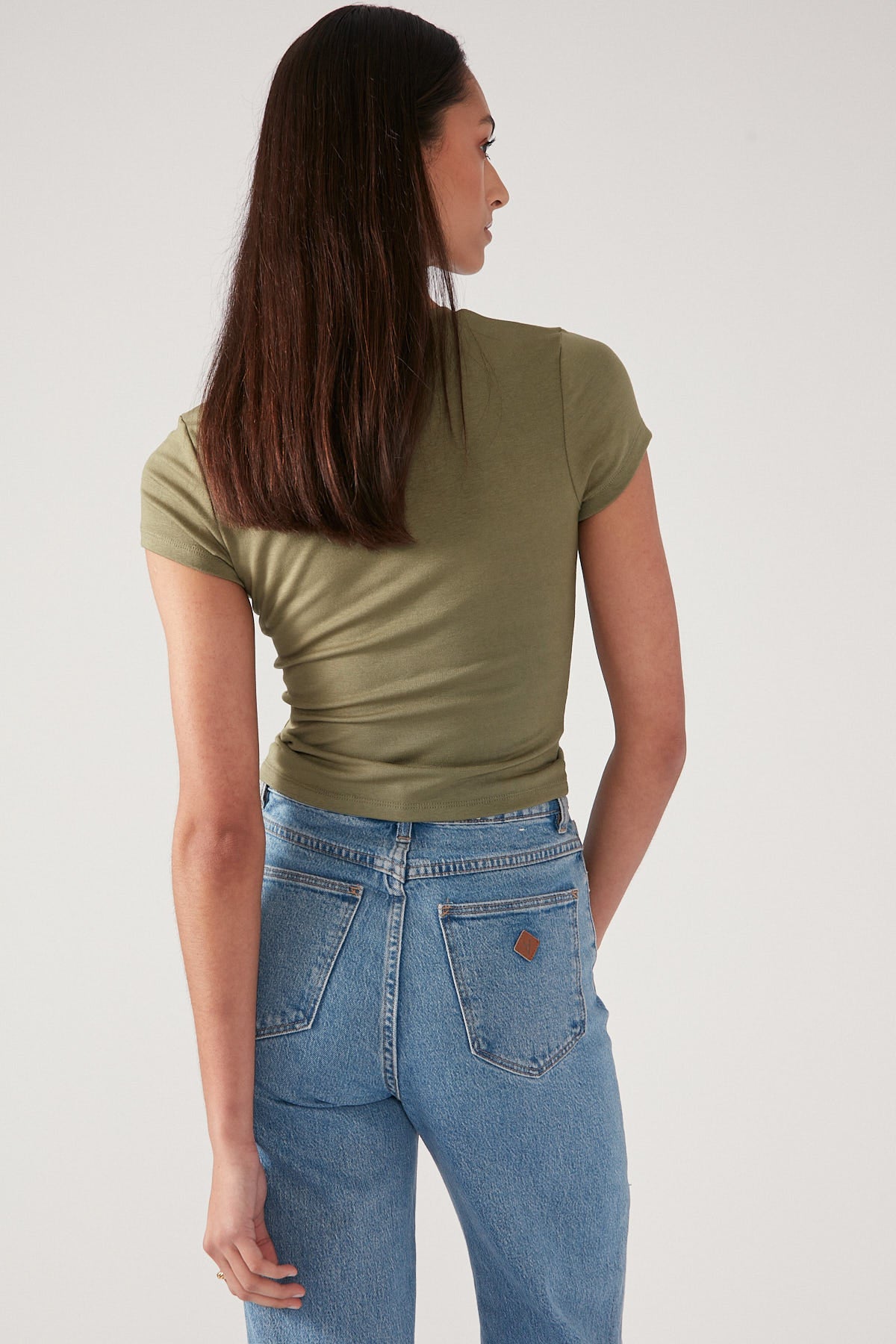 Perfect Stranger Cap Sleeve Tee Khaki