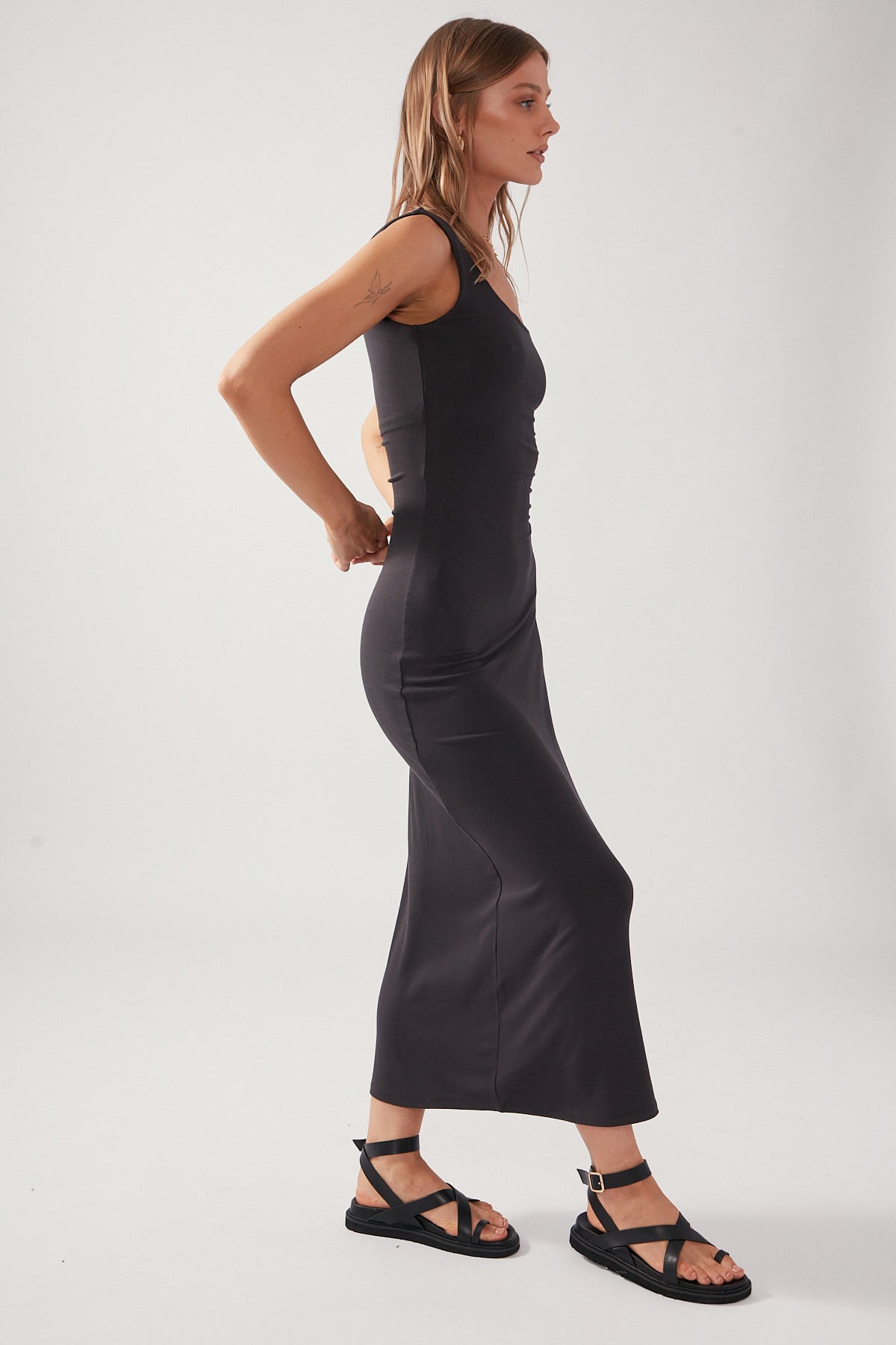 Perfect Stranger Blanca Tank Maxi Dress Charcoal