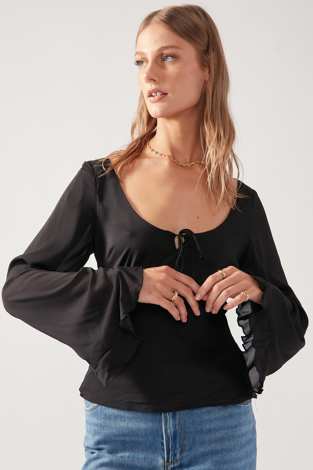 Perfect Stranger Loriel Long Sleeve Top Black