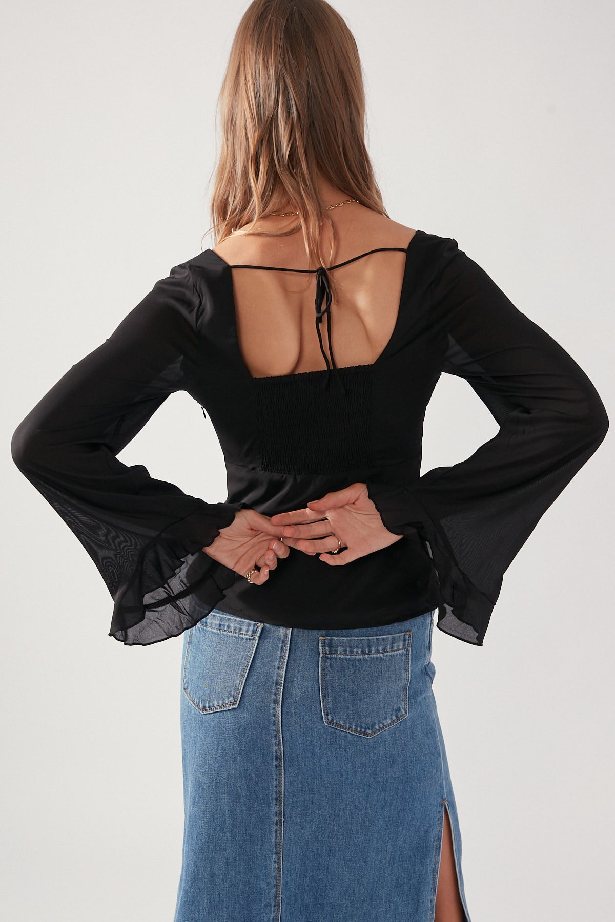 Perfect Stranger Loriel Long Sleeve Top Black