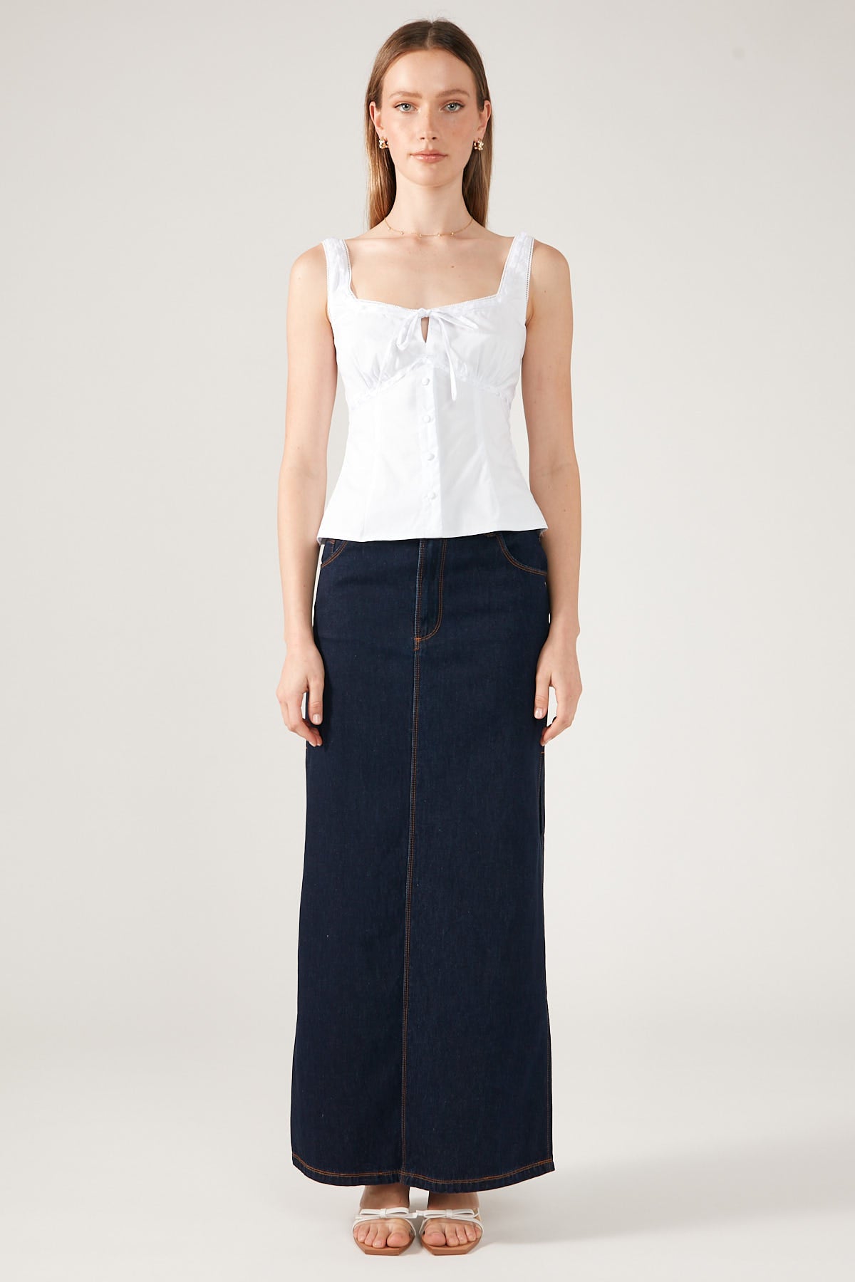 Perfect Stranger Lydia Lace Trim Cami Top White