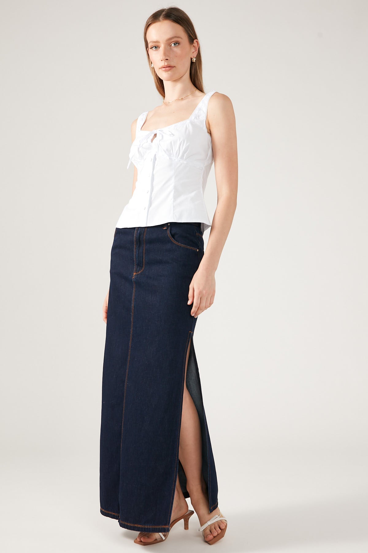 Perfect Stranger Lydia Lace Trim Cami Top White