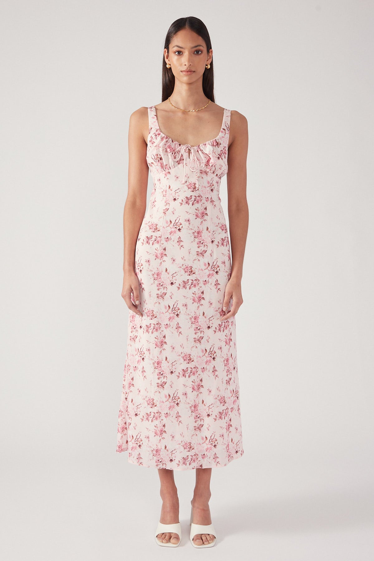 Perfect Stranger Ballerina Bouquet Midi Dress Pink Print