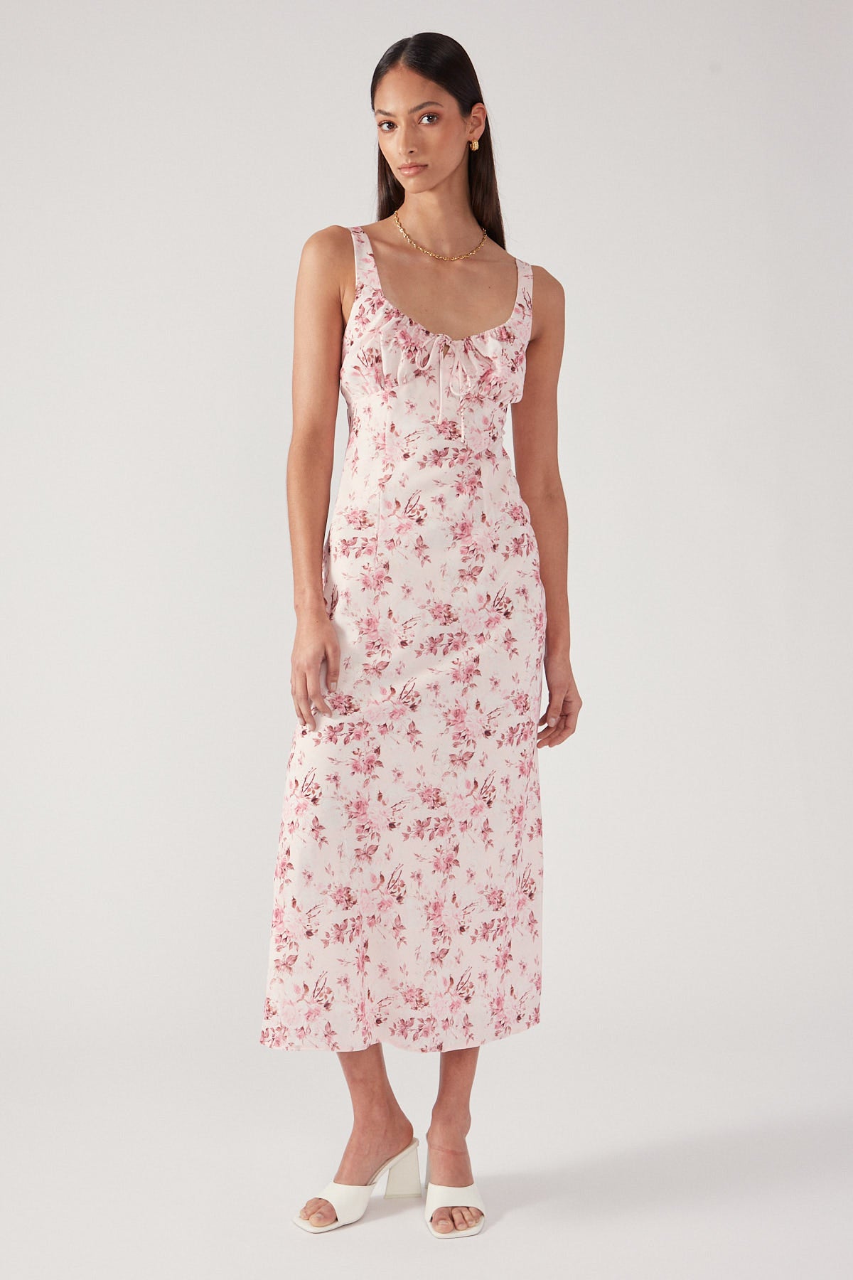 Perfect Stranger Ballerina Bouquet Midi Dress Pink Print