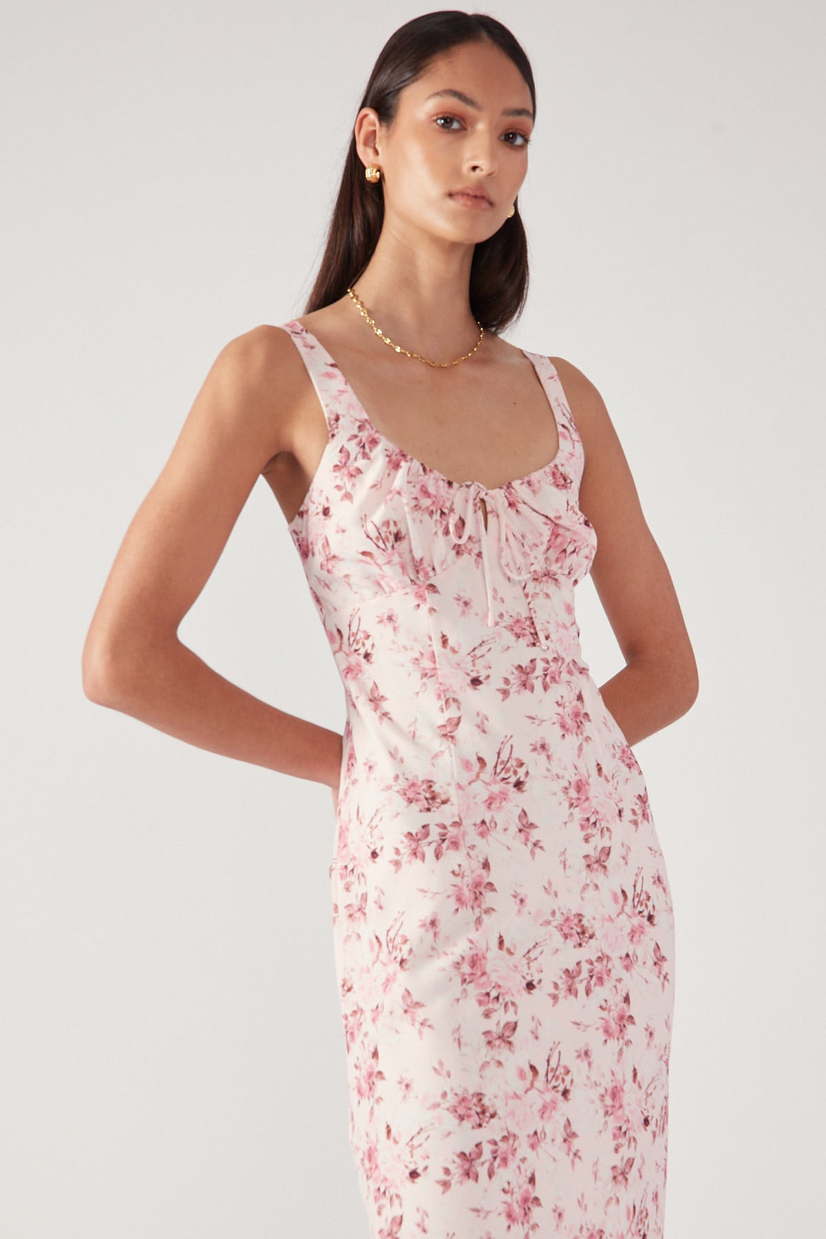 Perfect Stranger Ballerina Bouquet Midi Dress Pink Print
