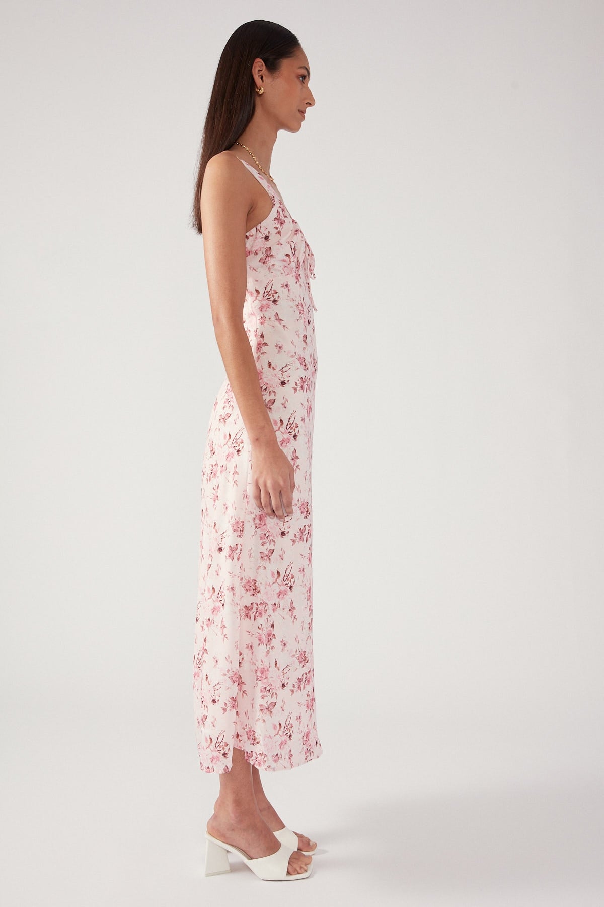 Perfect Stranger Ballerina Bouquet Midi Dress Pink Print