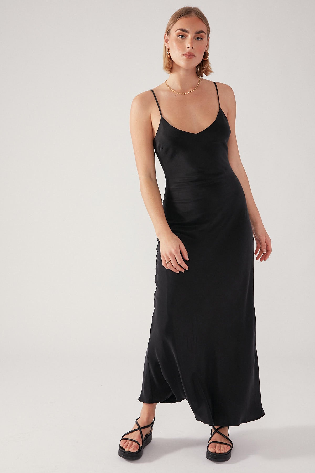 Perfect Stranger Sadie Slip Cupro Maxi Dress Black