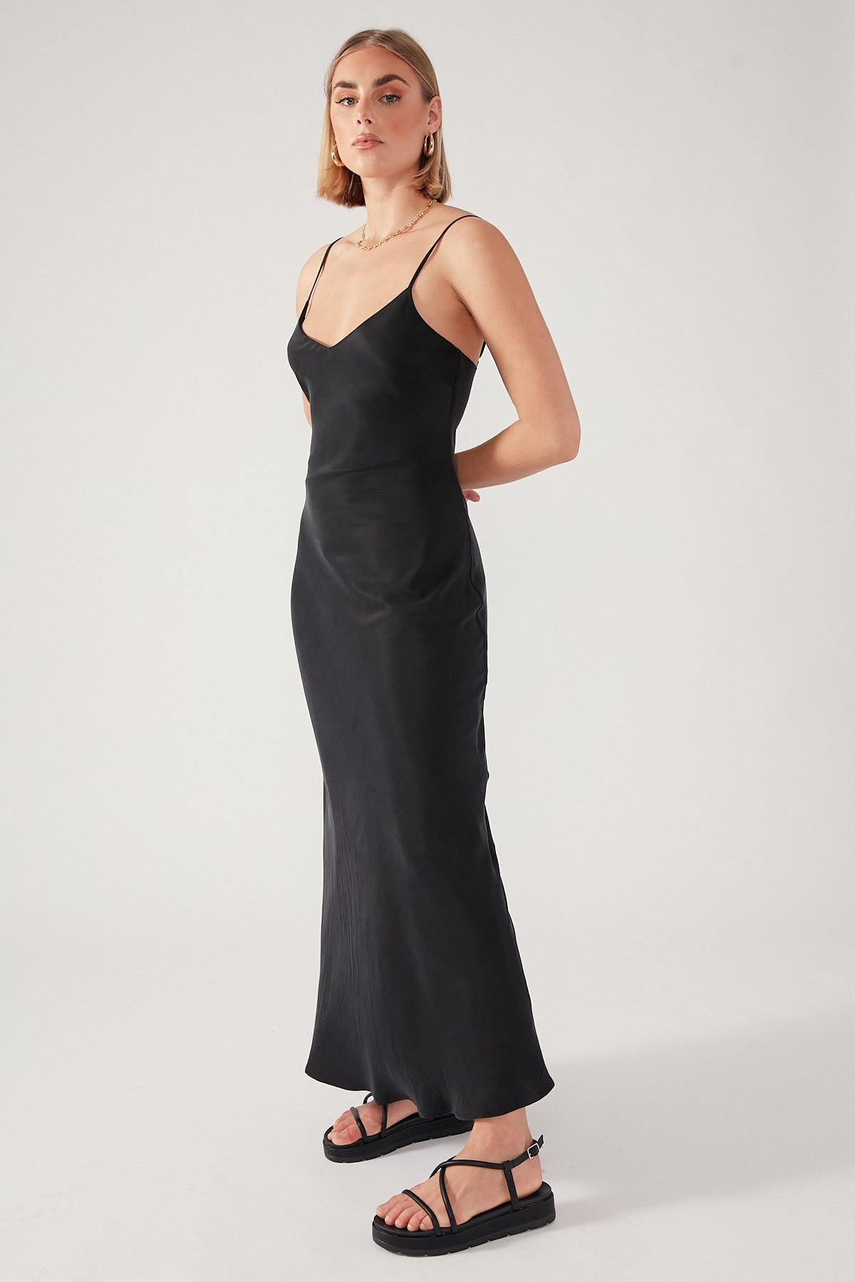 Perfect Stranger Sadie Slip Cupro Maxi Dress Black