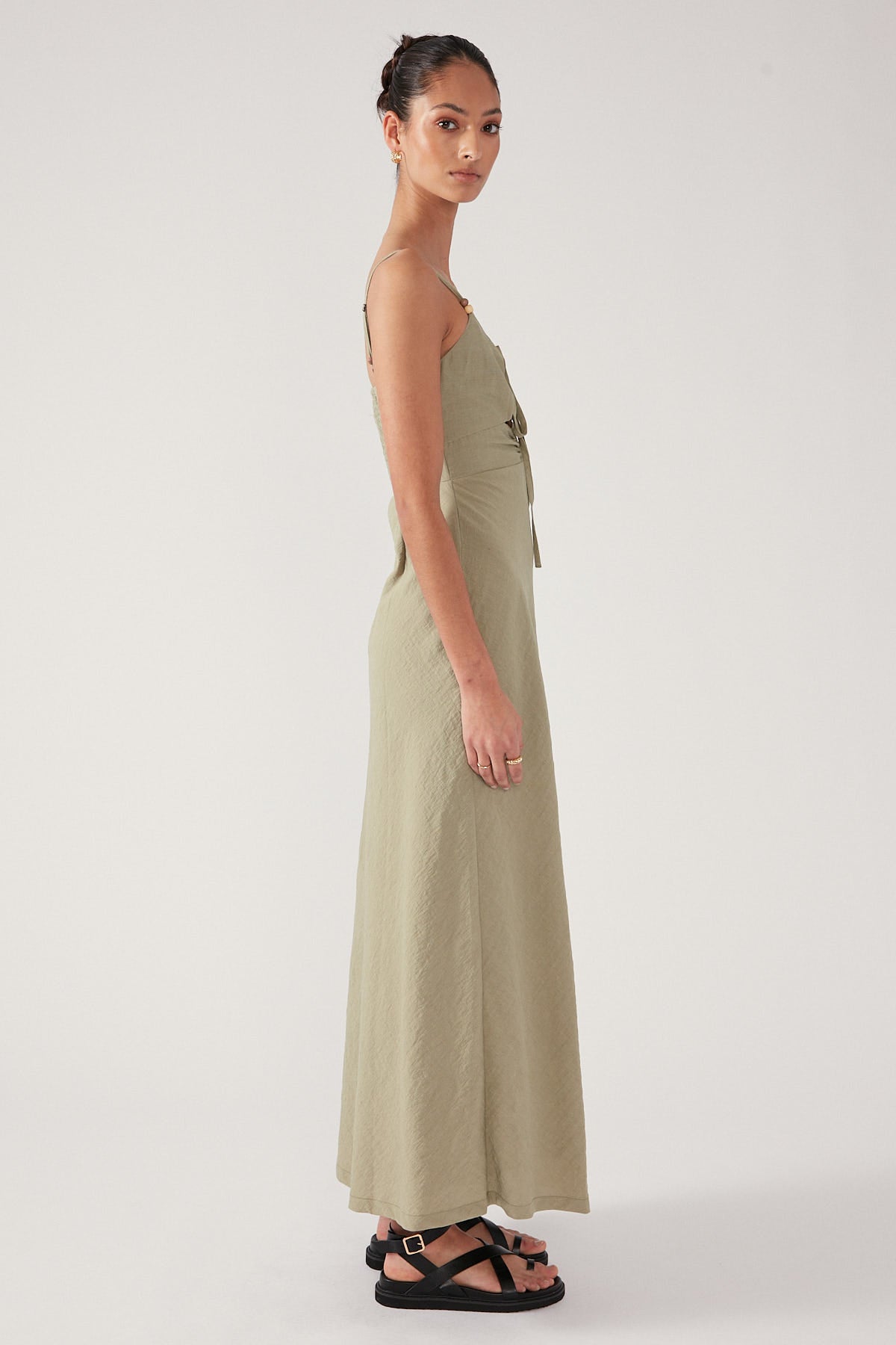 Perfect Stranger Coastal Beads Midi Dress Green