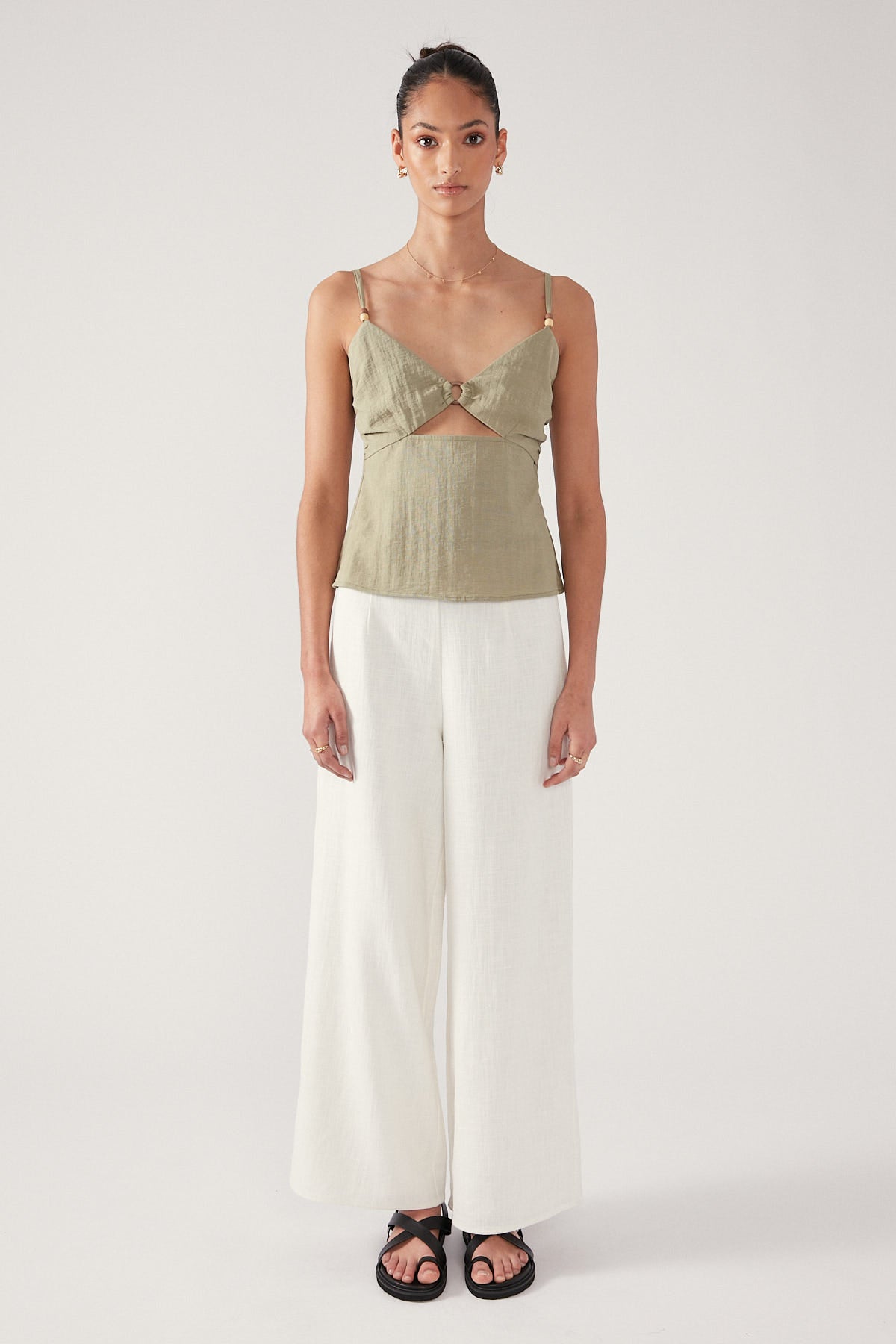 Perfect Stranger Coastal Beads Cami Top Green