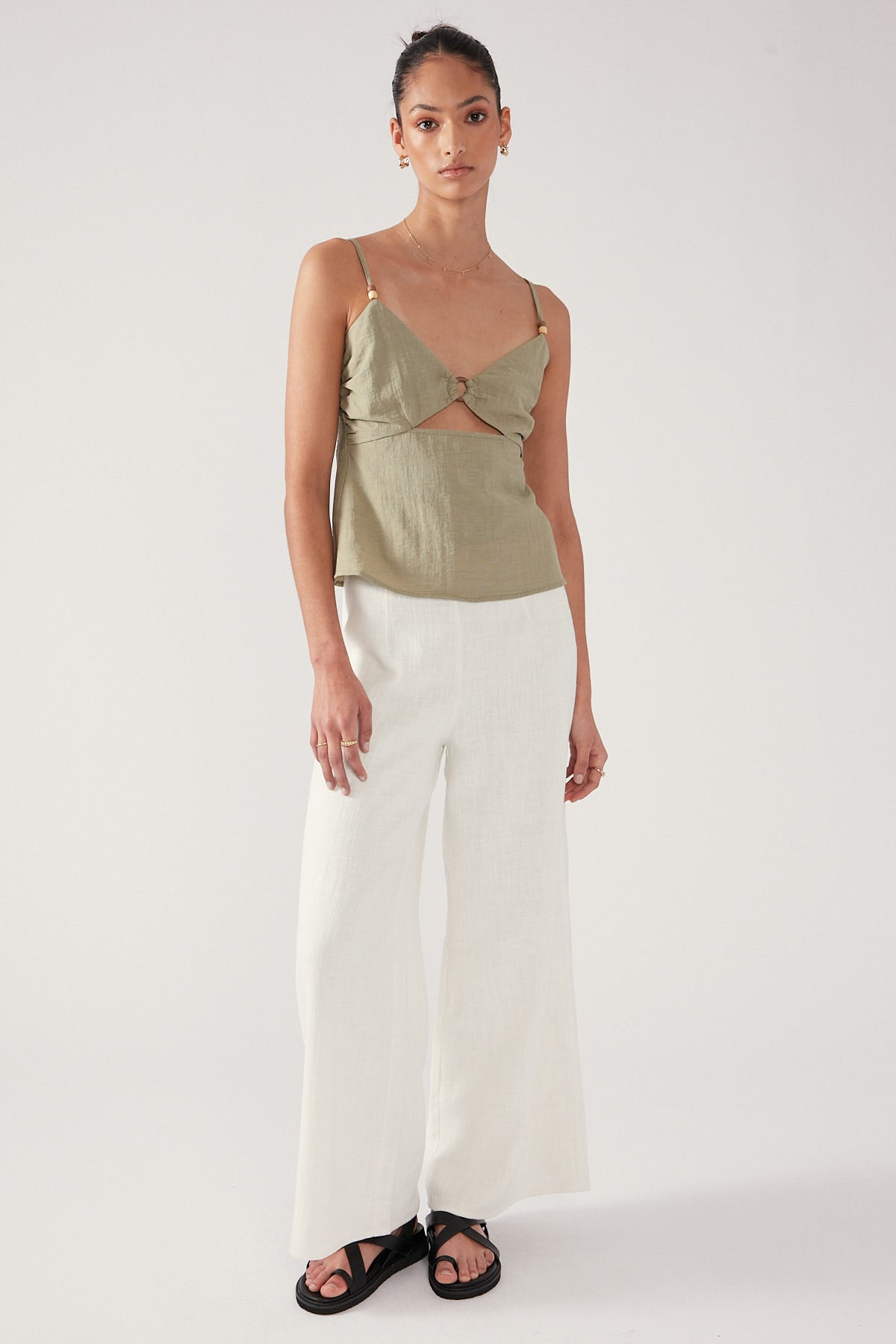 Perfect Stranger Coastal Beads Cami Top Green