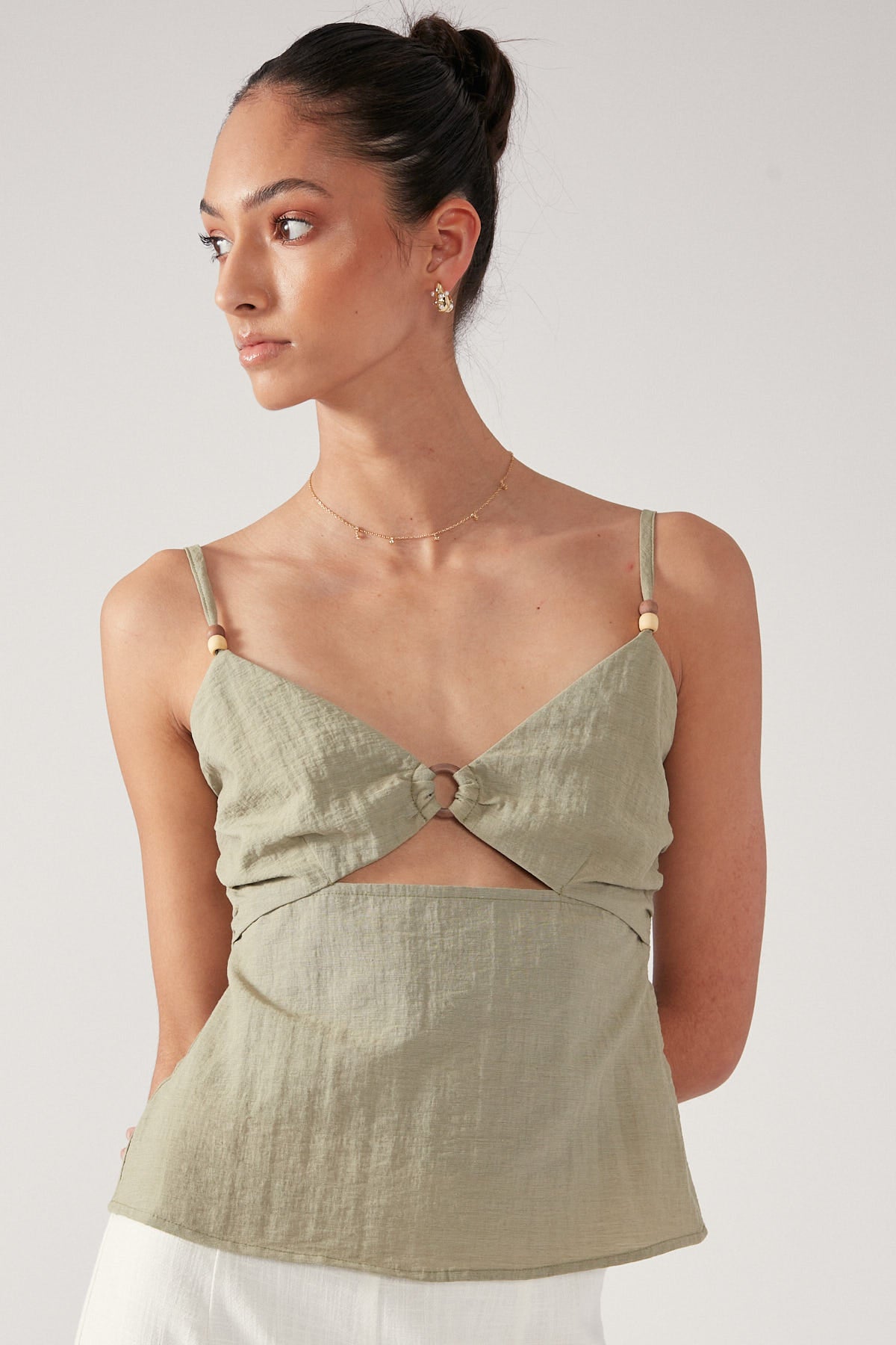 Perfect Stranger Coastal Beads Cami Top Green
