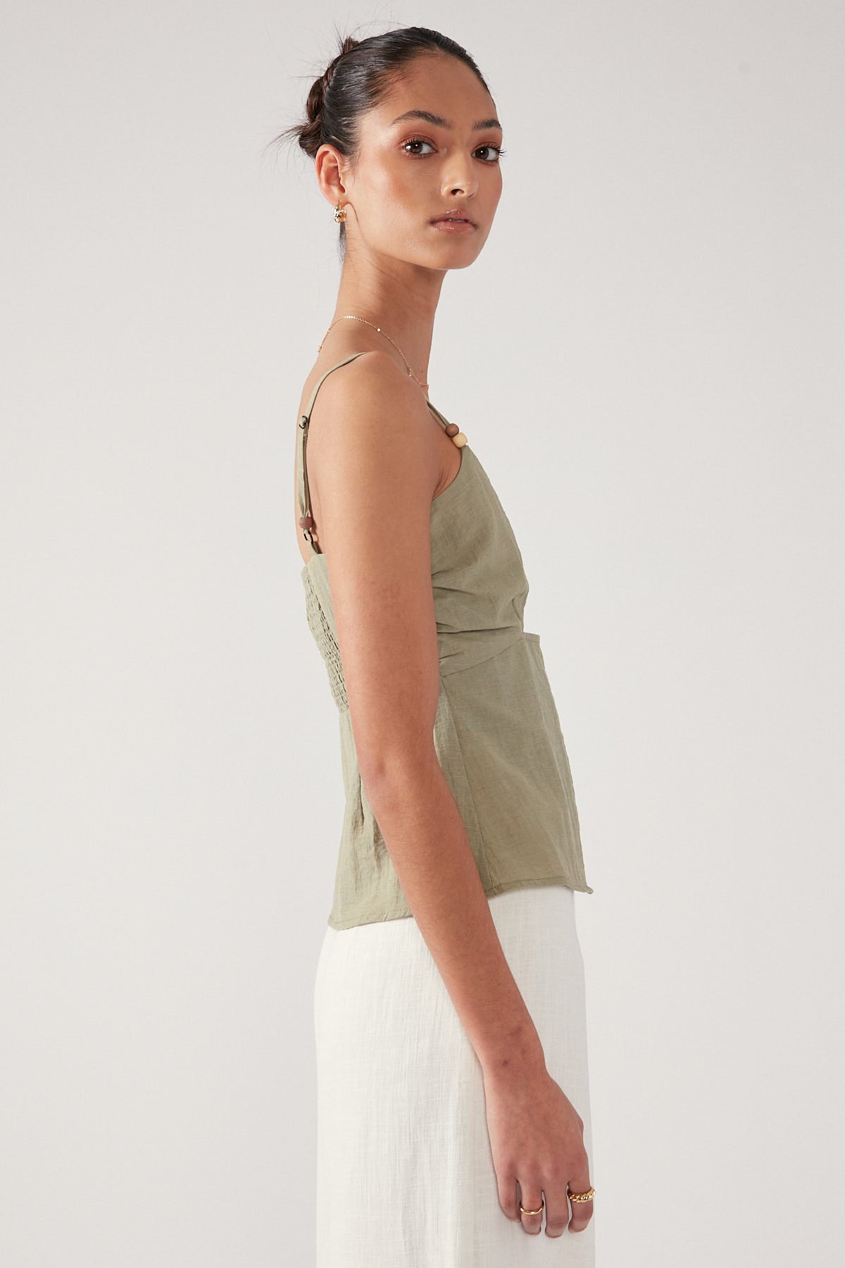 Perfect Stranger Coastal Beads Cami Top Green