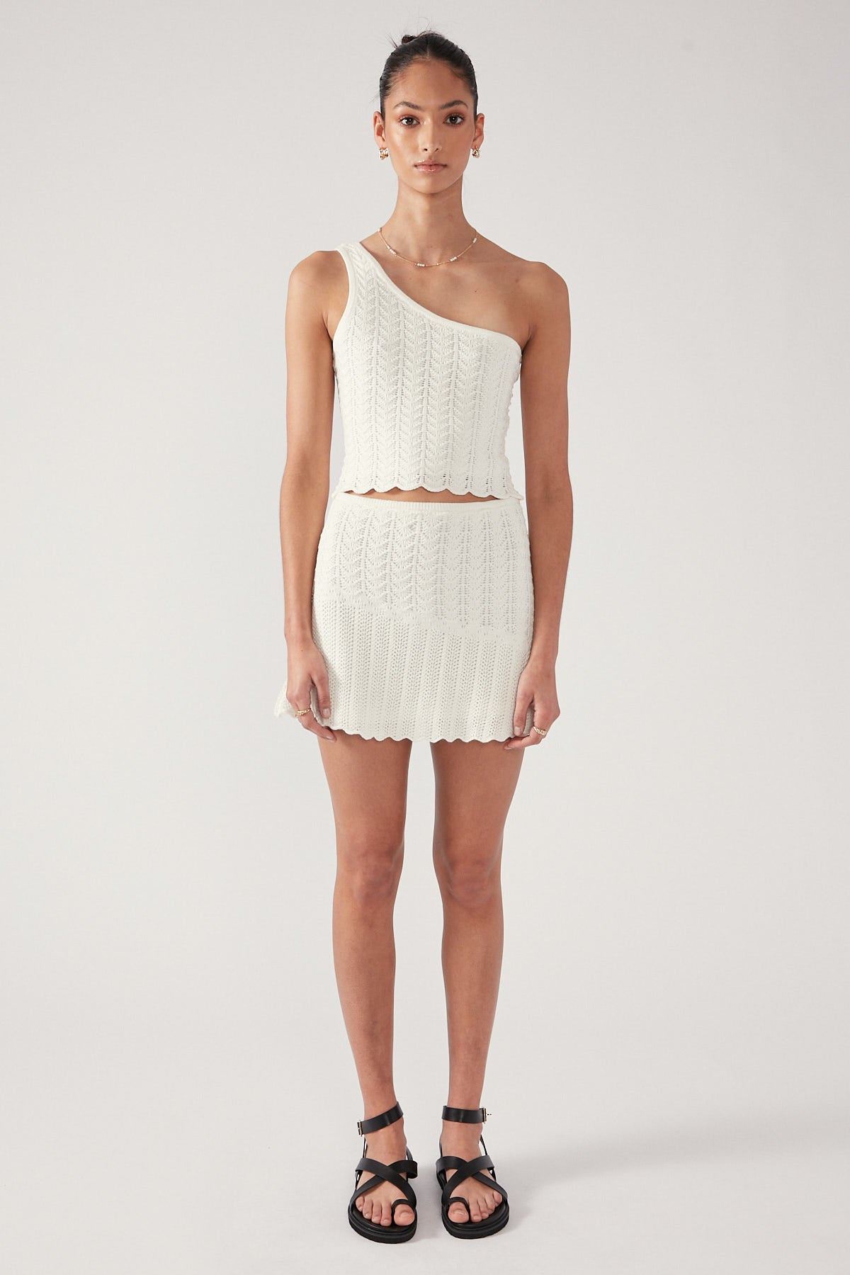 Perfect Stranger Alma Asymmetrical Crochet Knit Top