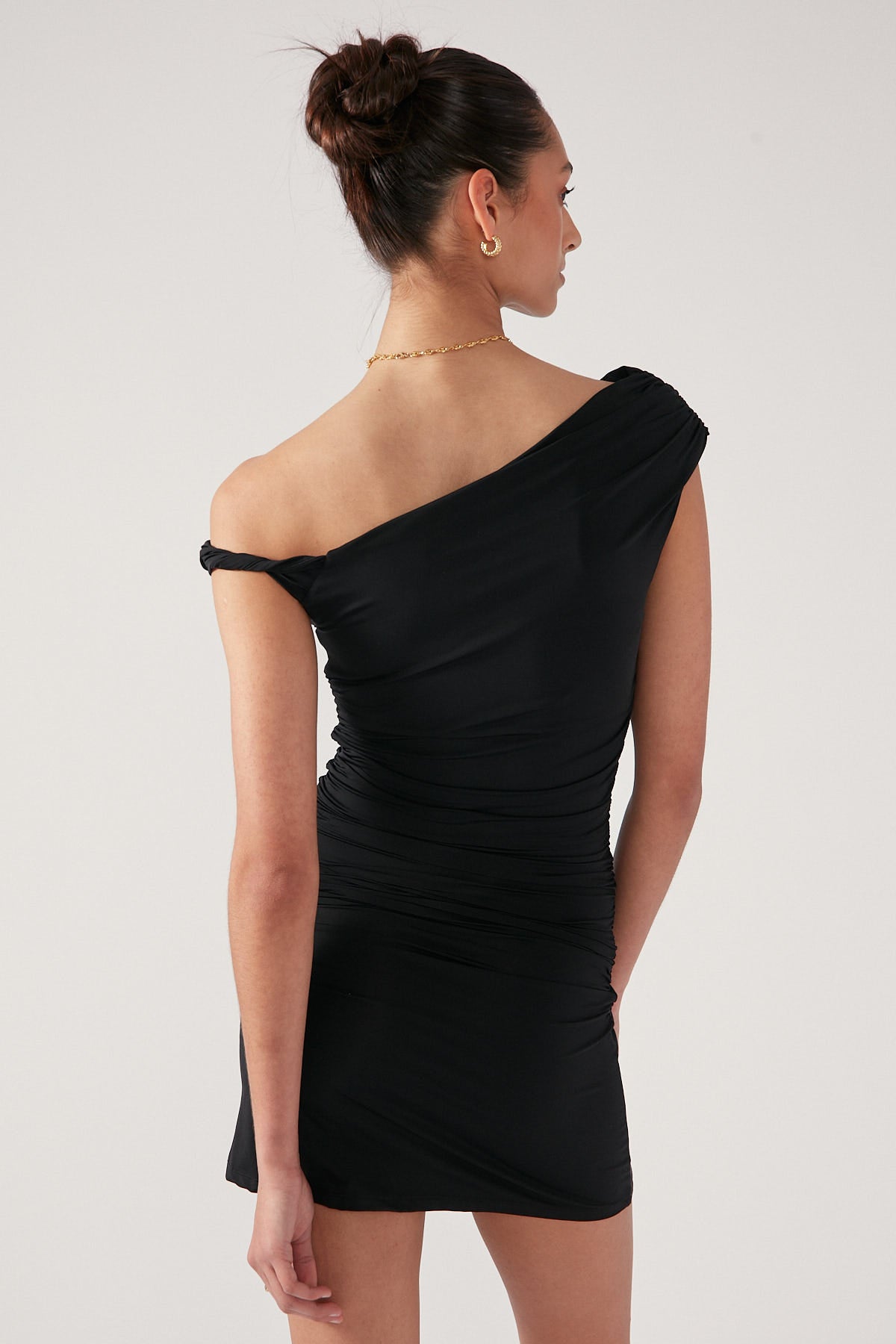 Perfect Stranger Lola Ruched Mini Dress Black