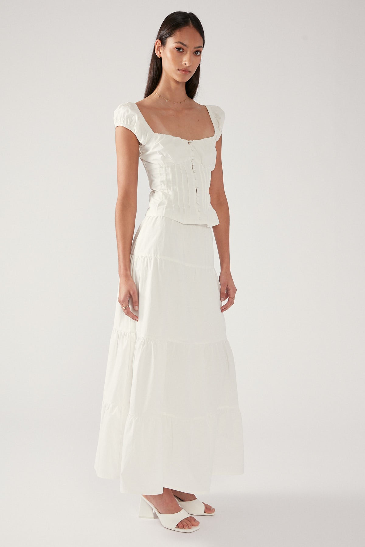 Perfect Stranger Sweet Summer Tiered Maxi Skirt White