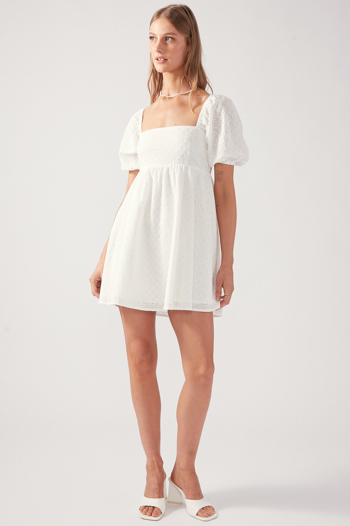 Perfect Stranger Louise Broderie Mini Dress White