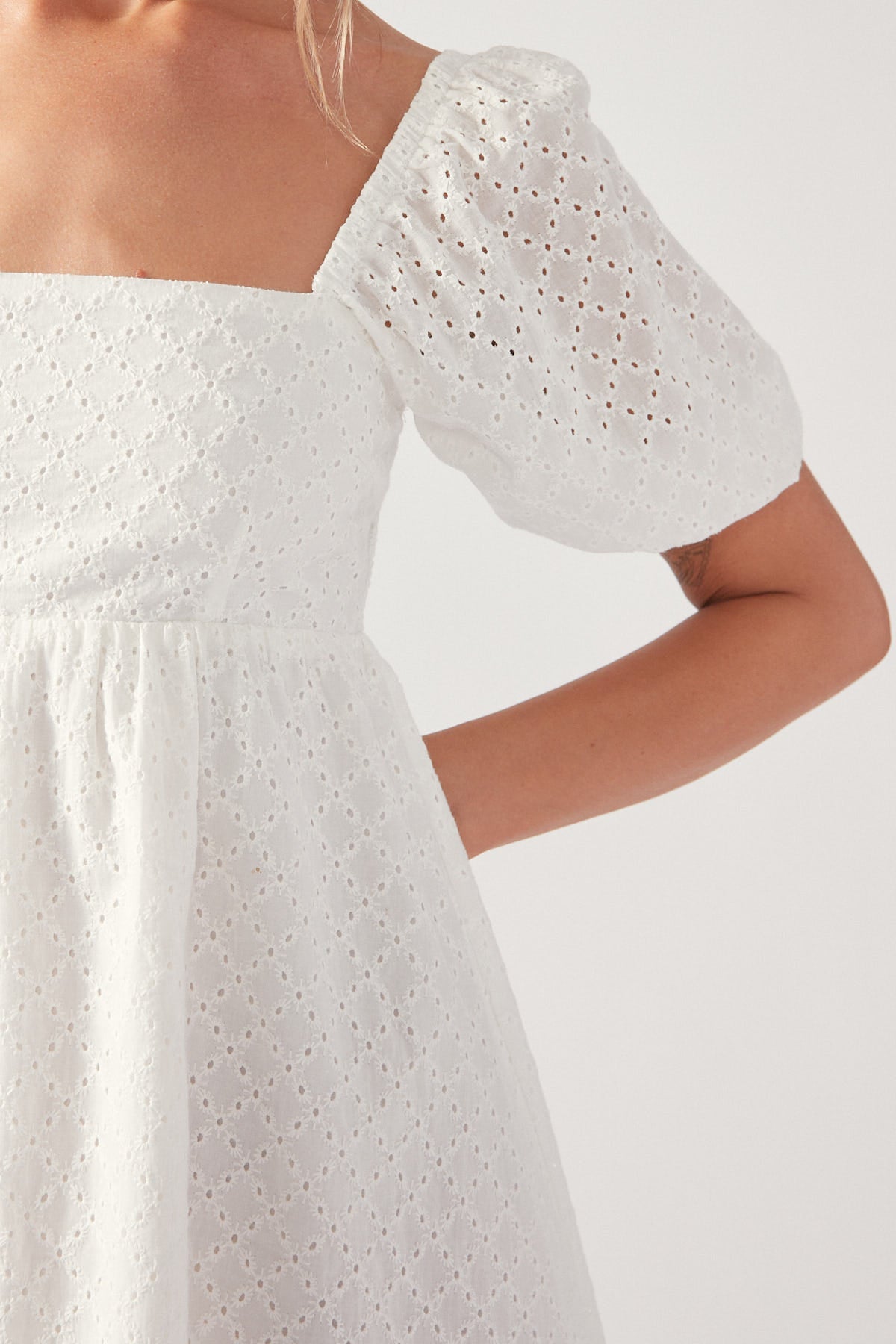 Perfect Stranger Louise Broderie Mini Dress White