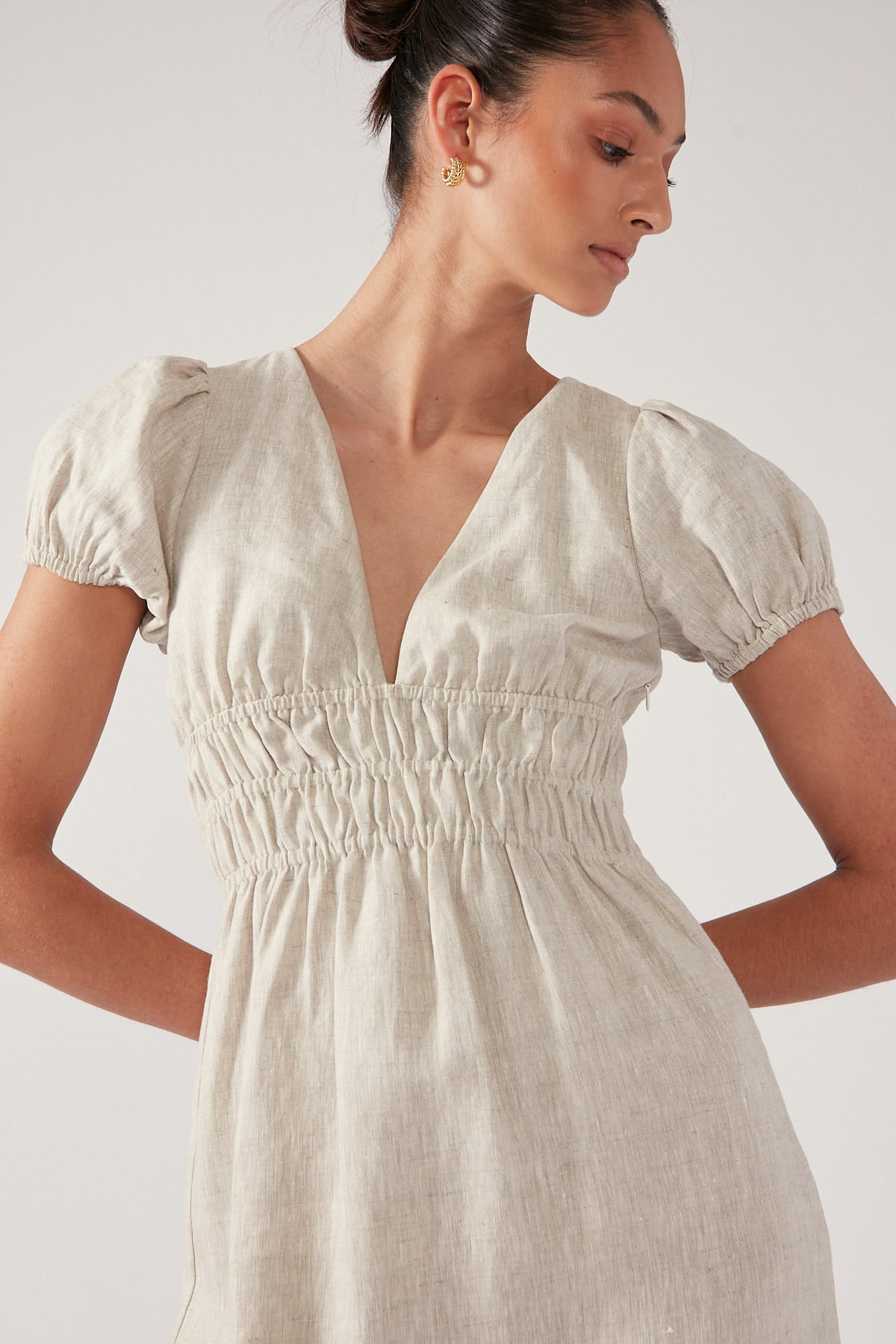 Perfect Stranger MENORCA LINEN MIDI DRESS Nude