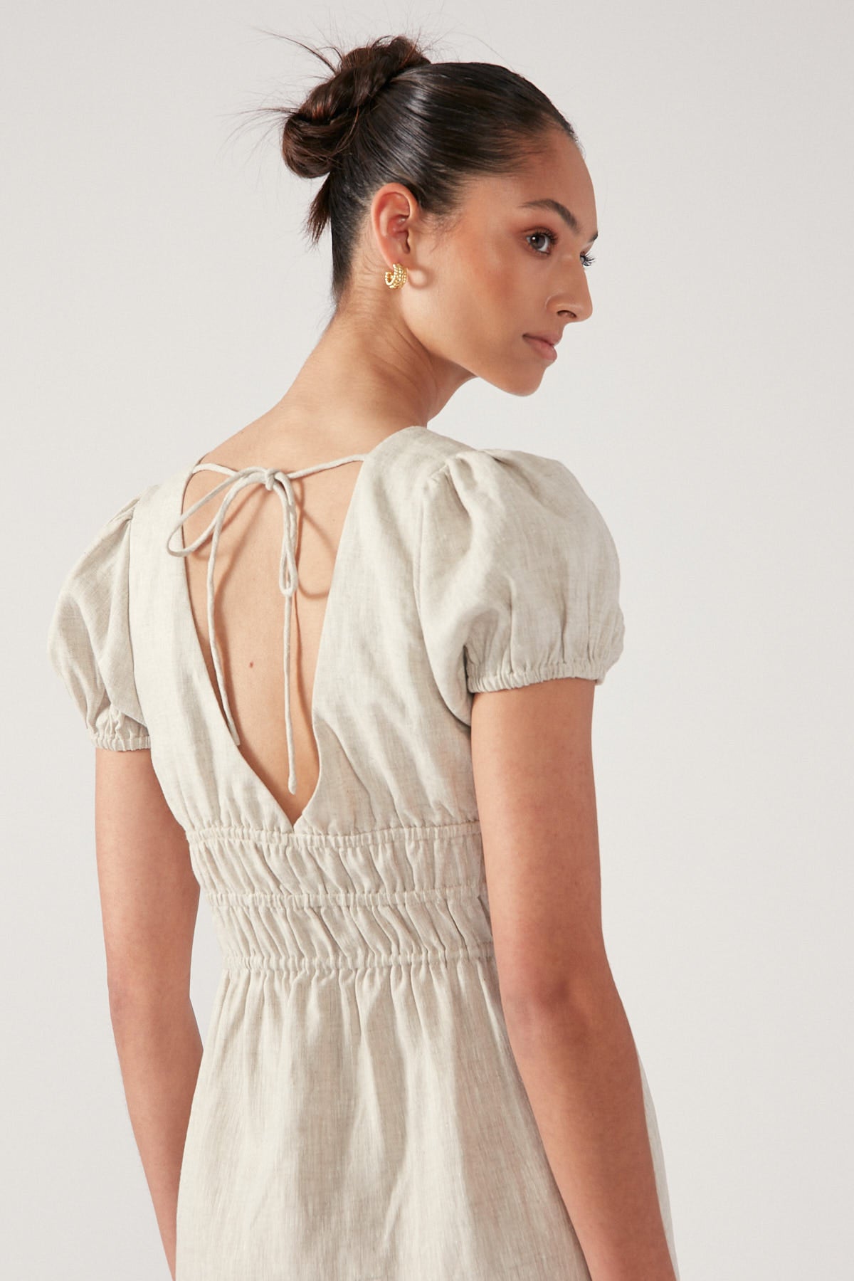 Perfect Stranger MENORCA LINEN MIDI DRESS Nude