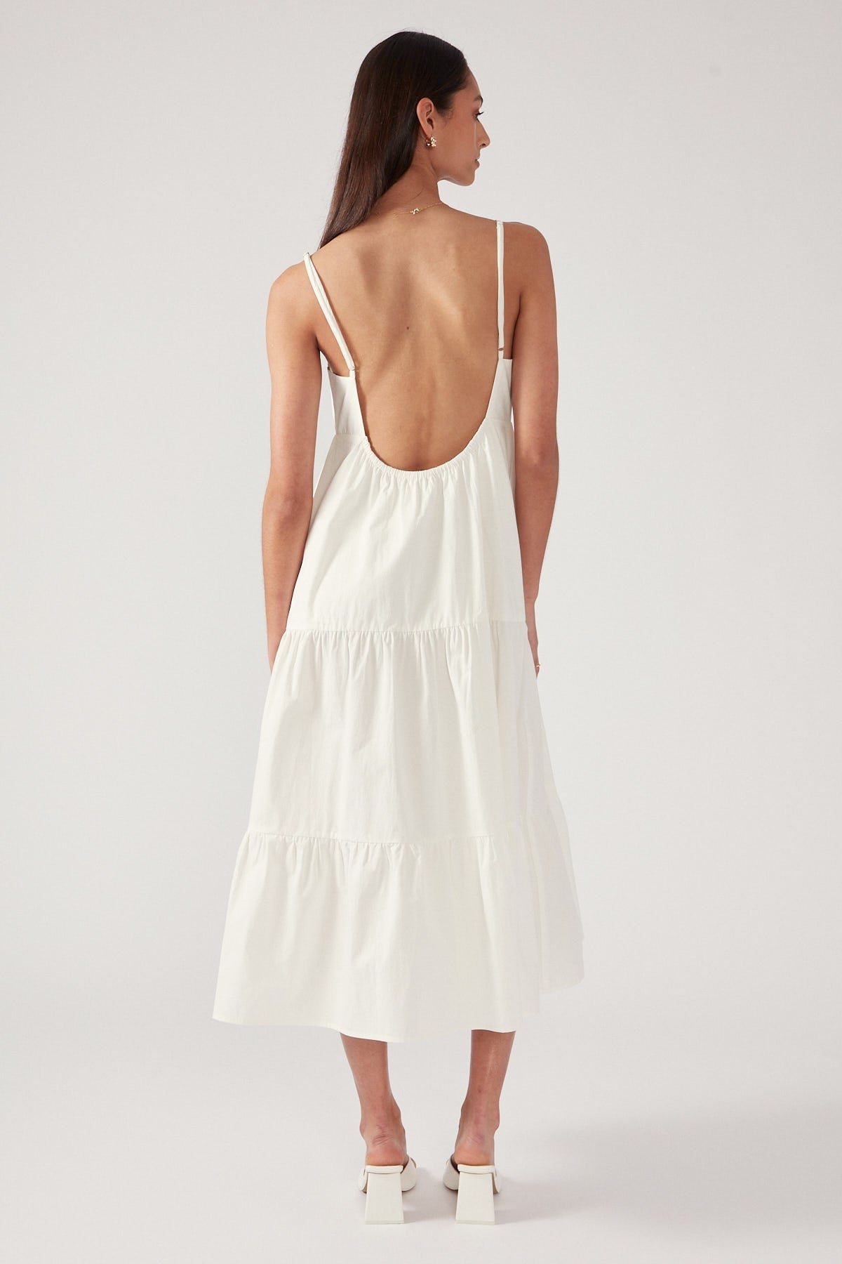 Perfect Stranger TIERED OPEN BACK MIDI DRESS Cream